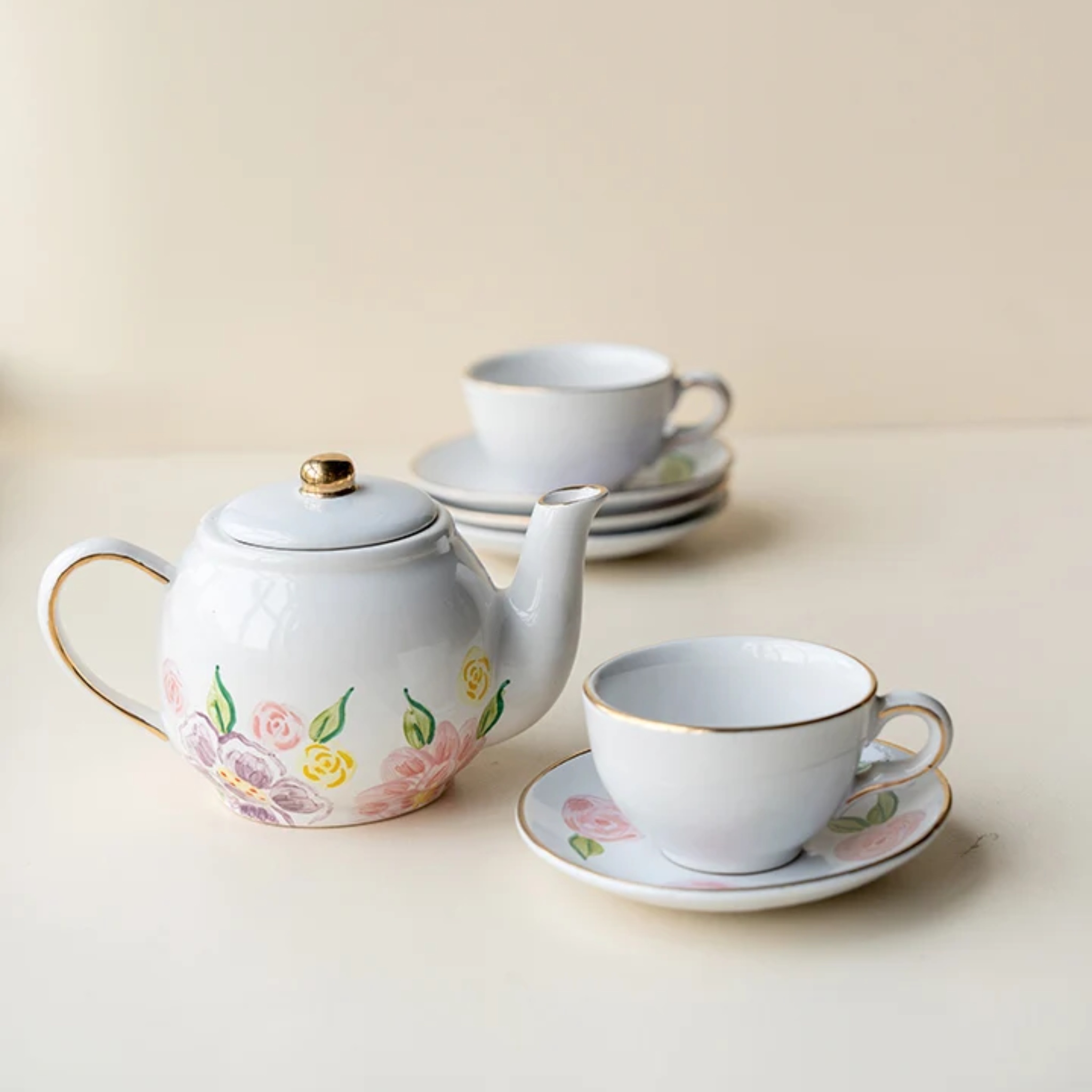 Pink Lilies Kettle by nira's ceramics | Tooffi