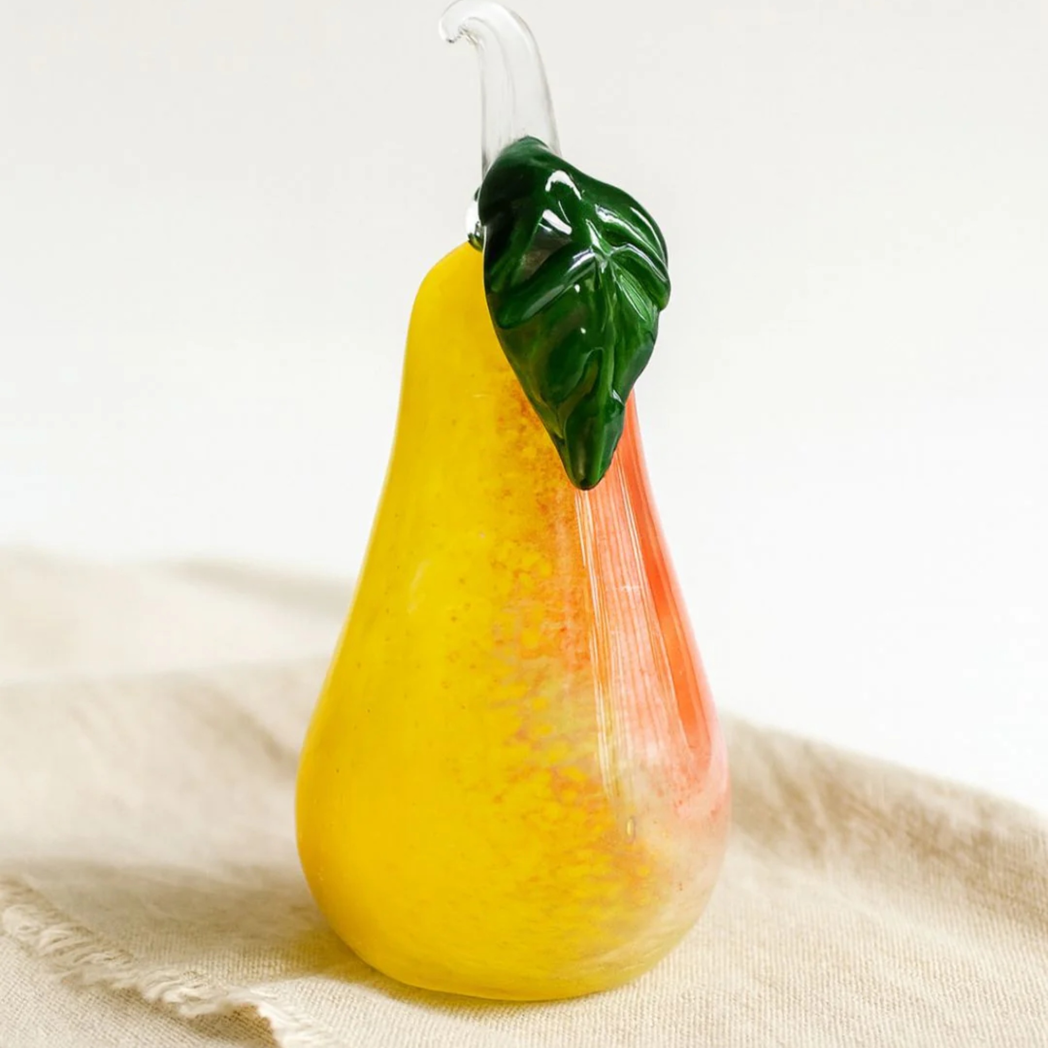 Murano Glass Style Decoration- Red Yellow Pear Art Glass by RUSTIC HORSE GLASS STUDIO | Tooffi