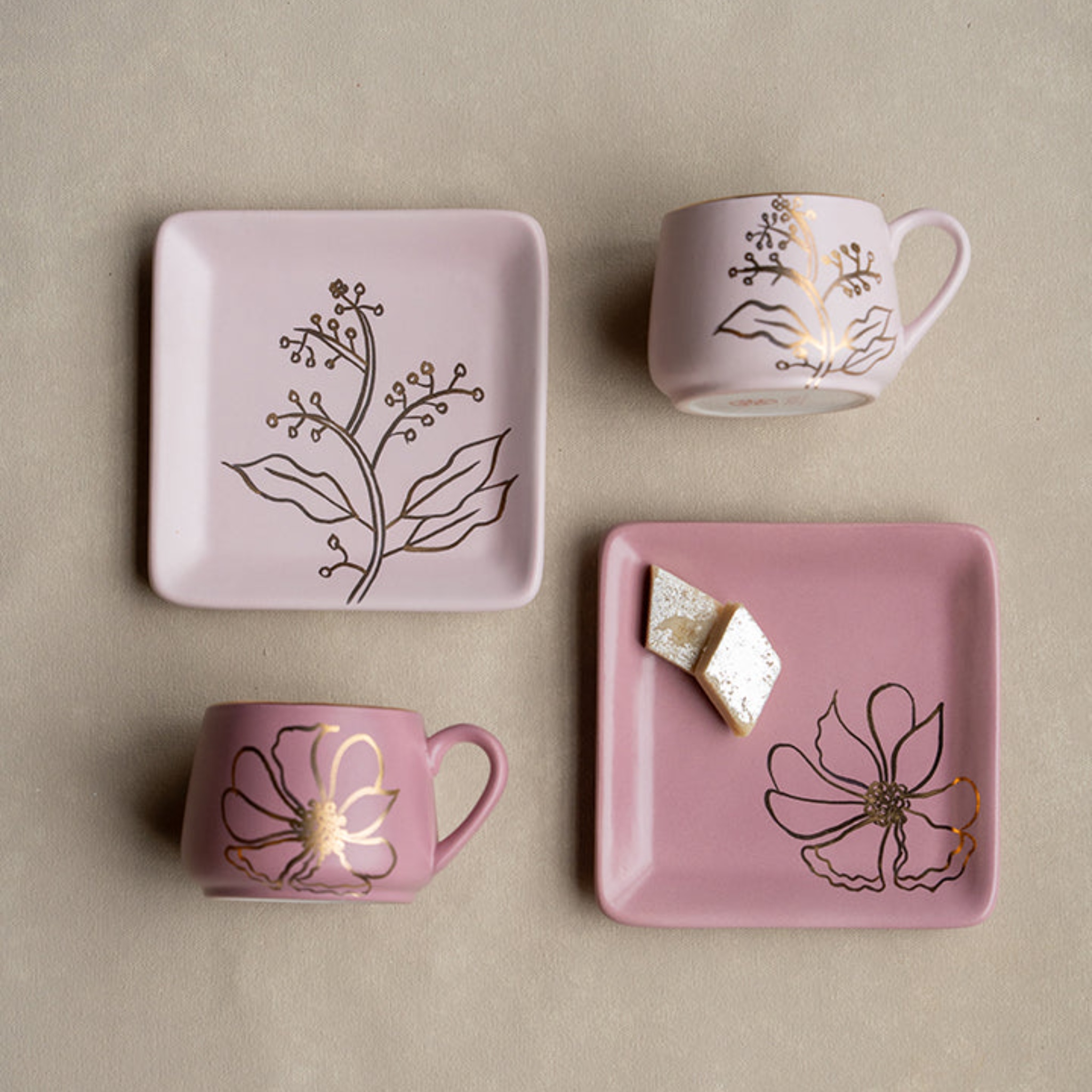 wildflower mug + tapas plate (set of 4) by nira's ceramics | Tooffi