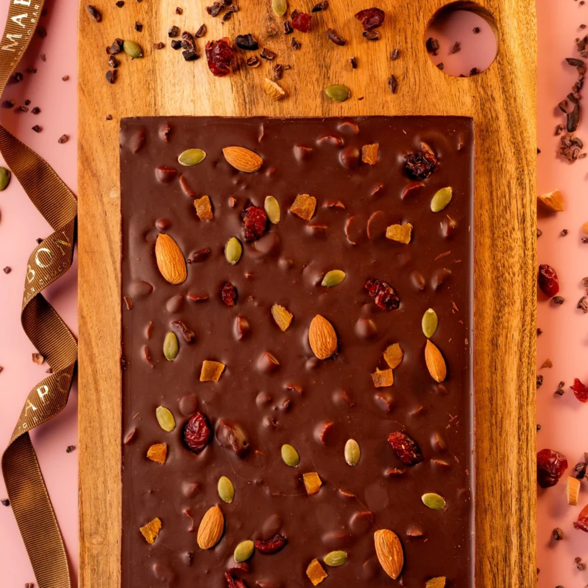 Fruit N Nut Chocolate Bark Gift Box by Mabon Chocolates | Tooffi