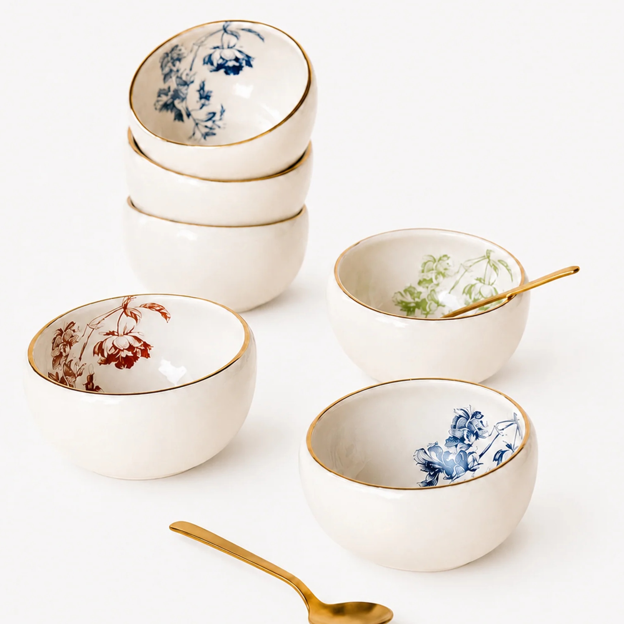 NeoBloom slant bowls (set of 6) by nira's ceramics | Tooffi