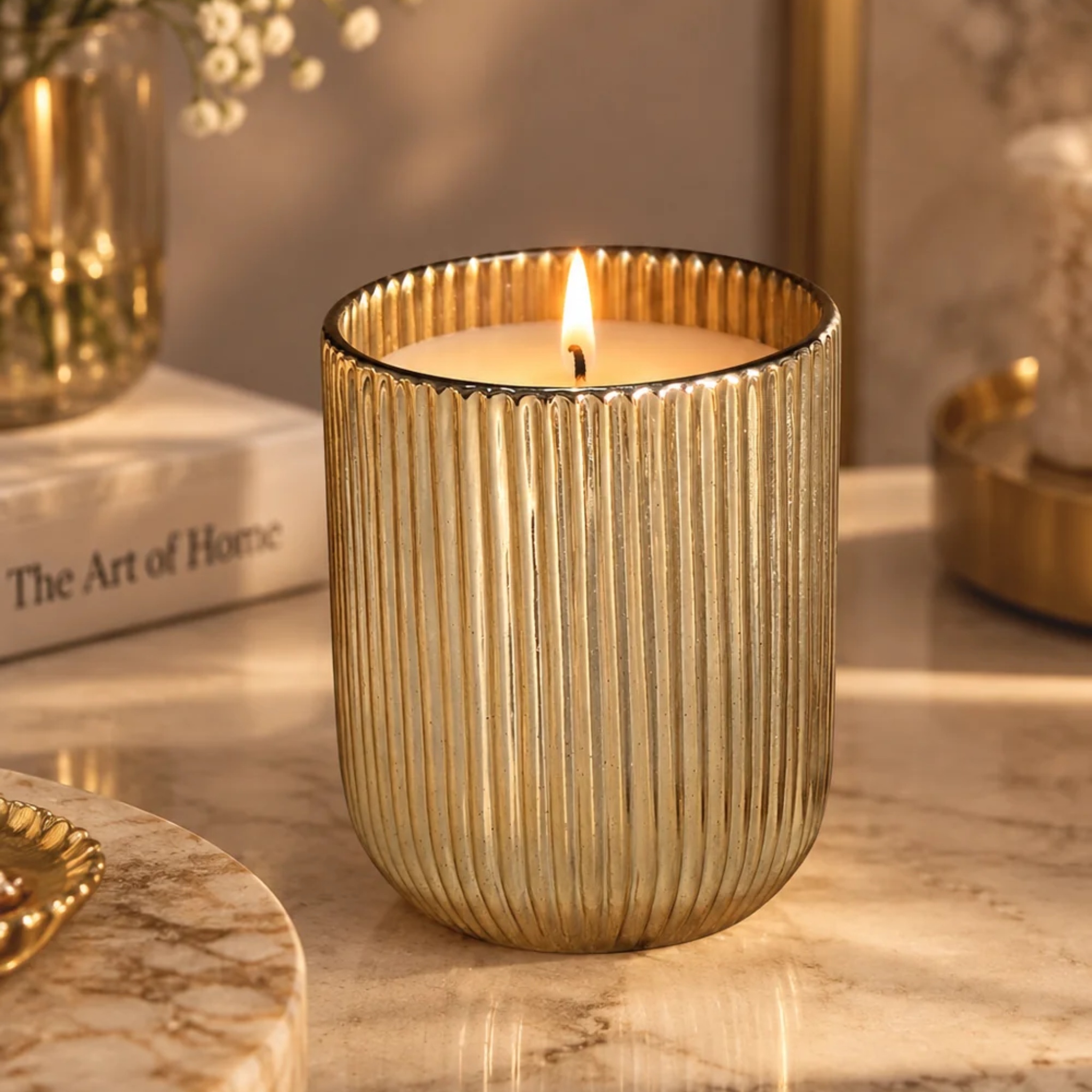 The Grooved Platinum Candle Gift Set of 2 by Endora Scented Candles | Tooffi
