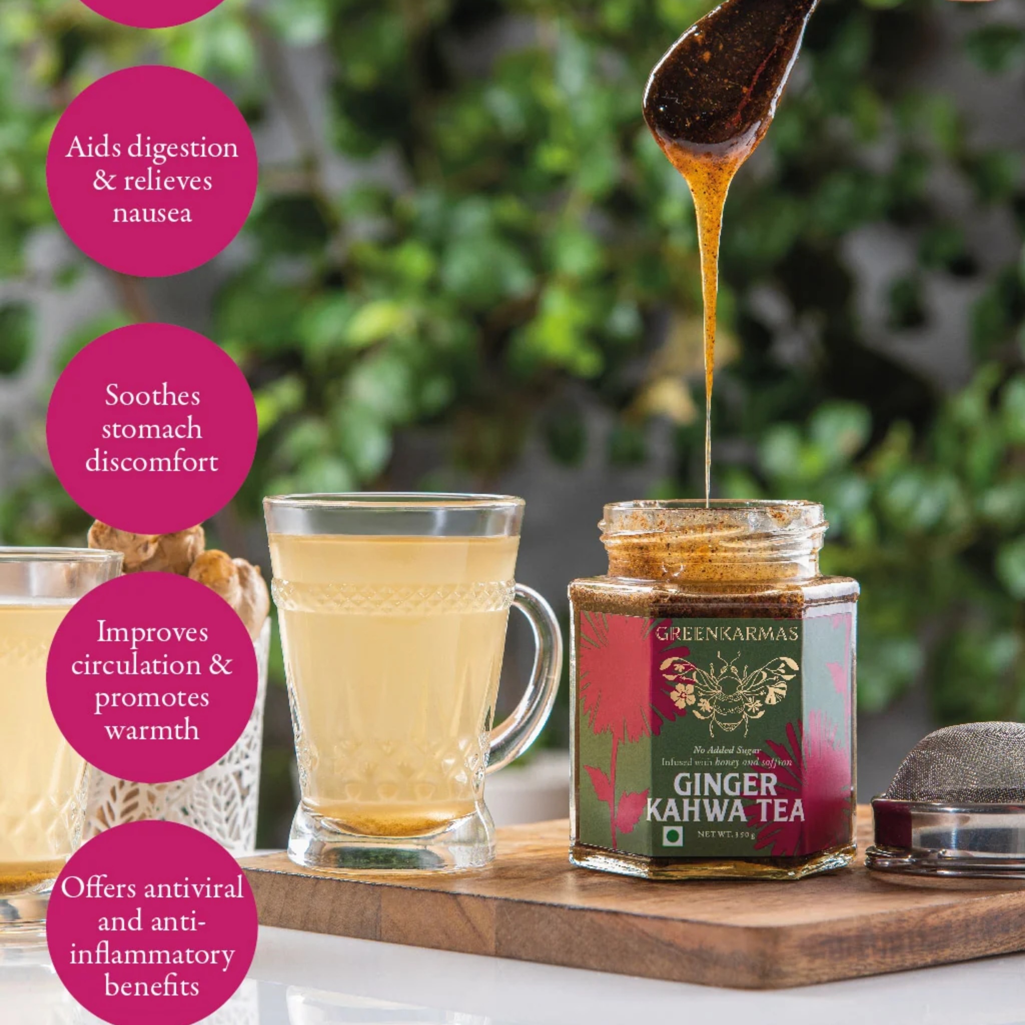 Ginger Kahwa Green Tea - Ayurvedic by GreenKarmas | Tooffi