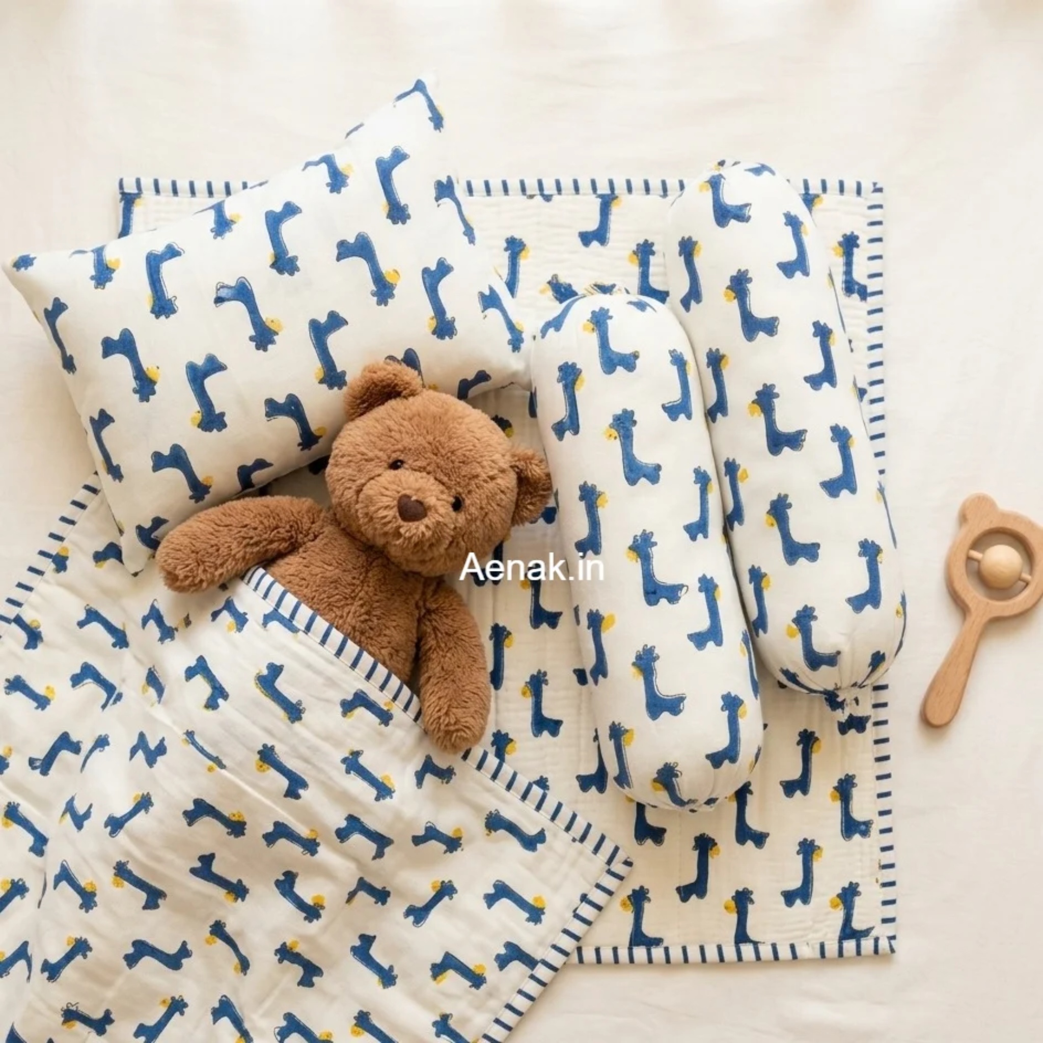 Handmade Blue Dinosaur Newborn Baby Kit Set by Aenak Studios | Tooffi