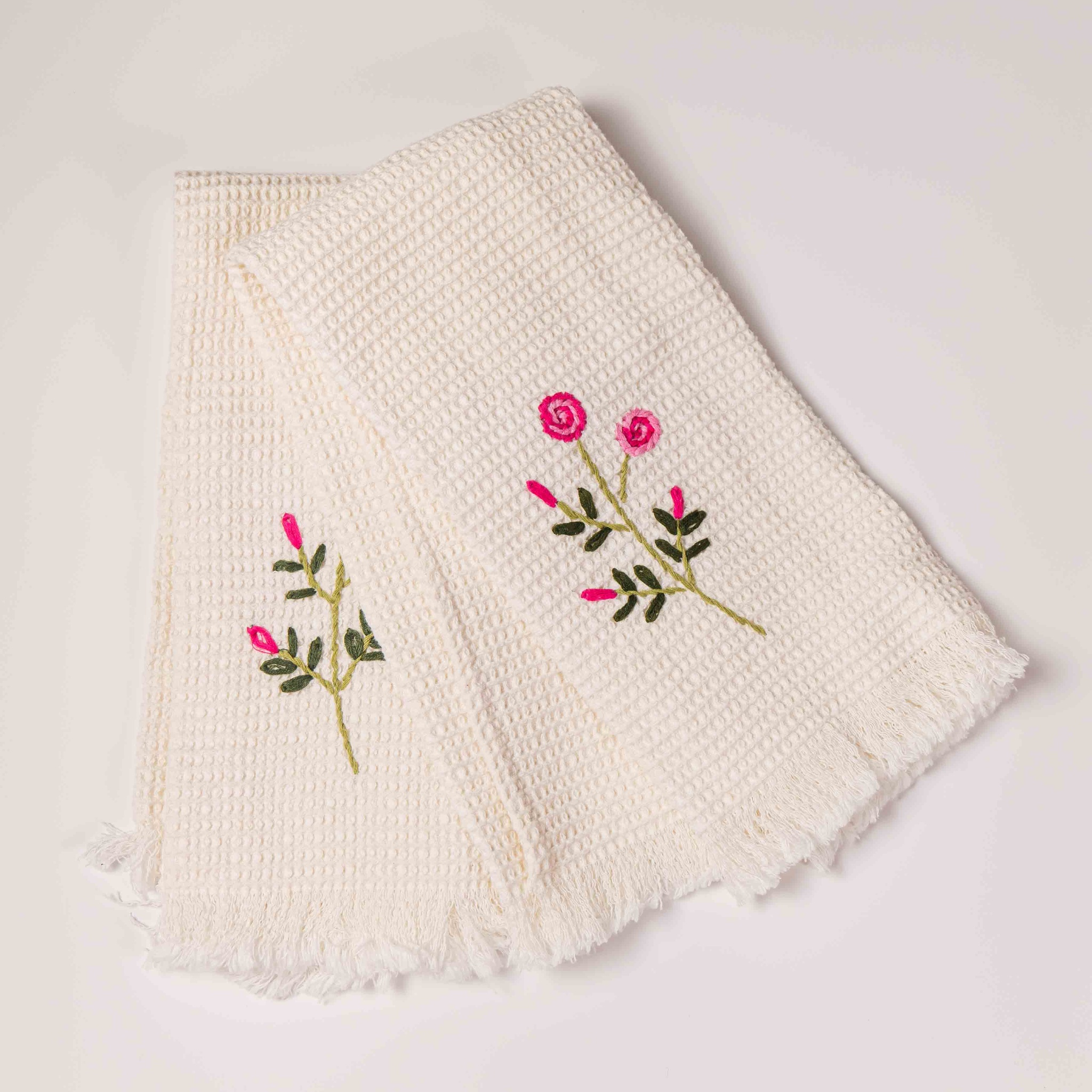 Tiny Rose Embroidered Vanity Basket Pure Cotton - Pink by Ammorada | Tooffi