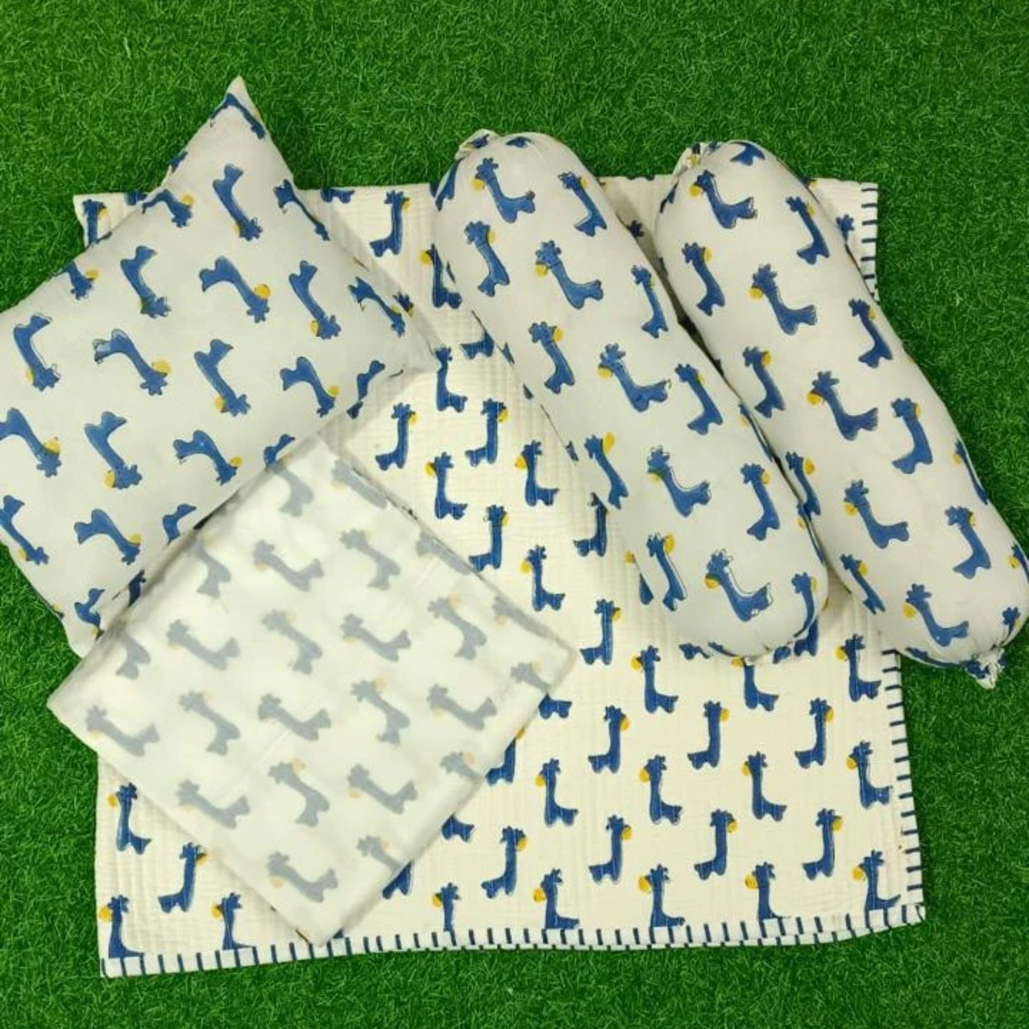 Handmade Blue Dinosaur Newborn Baby Kit Set by Aenak Studios | Tooffi
