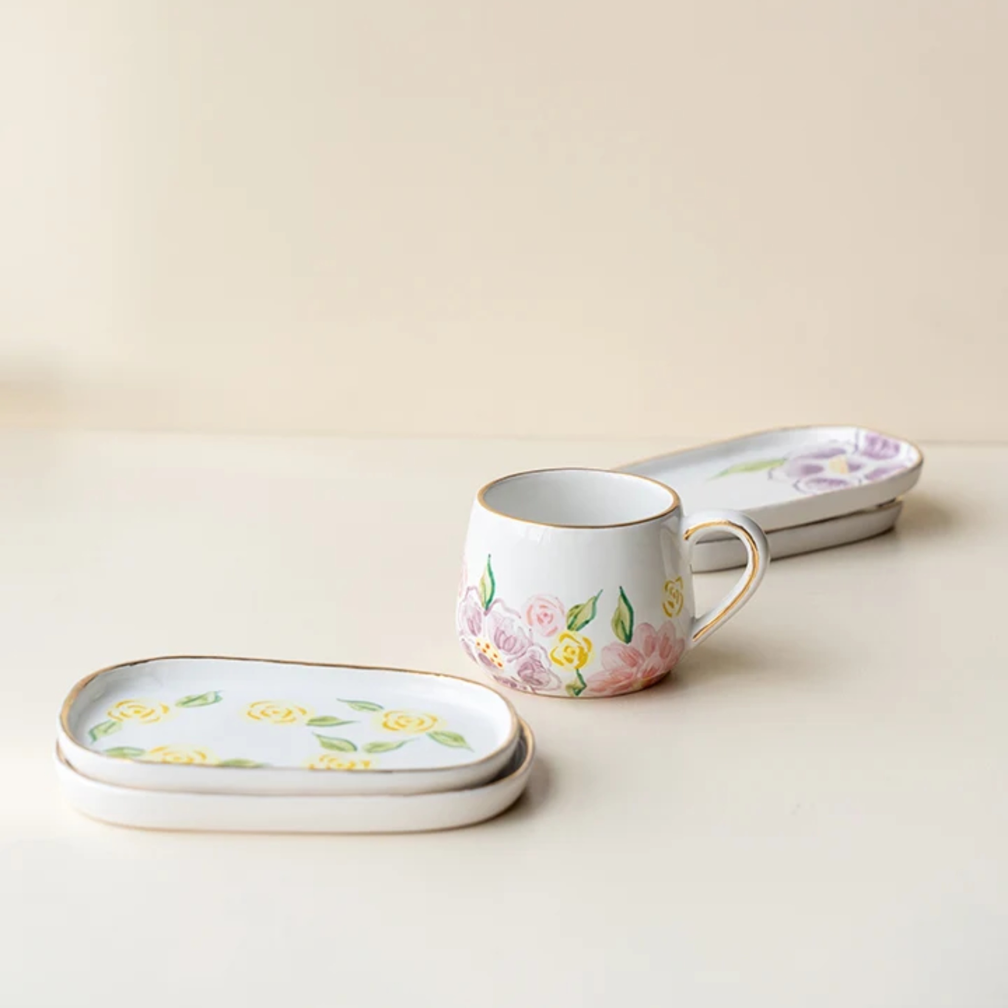 Pink Lilies mug by nira's ceramics | Tooffi