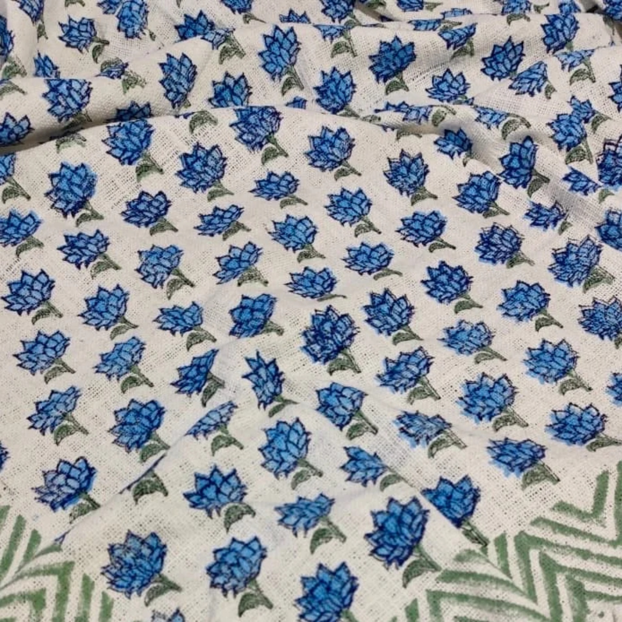 Handblock Jute Cotton Dhurries by Aenak Studios | Tooffi