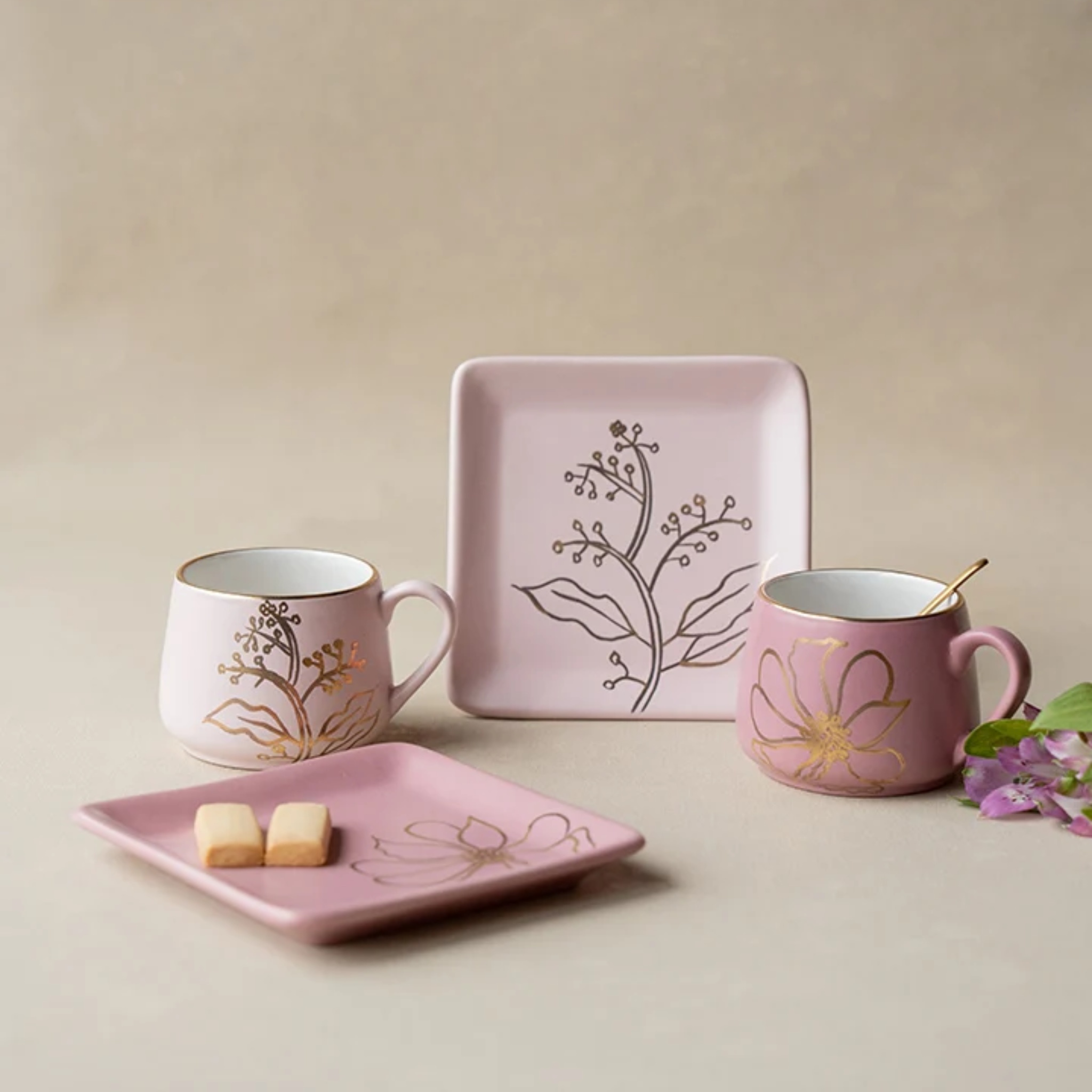 wildflower mug + tapas plate (set of 4) by nira's ceramics | Tooffi