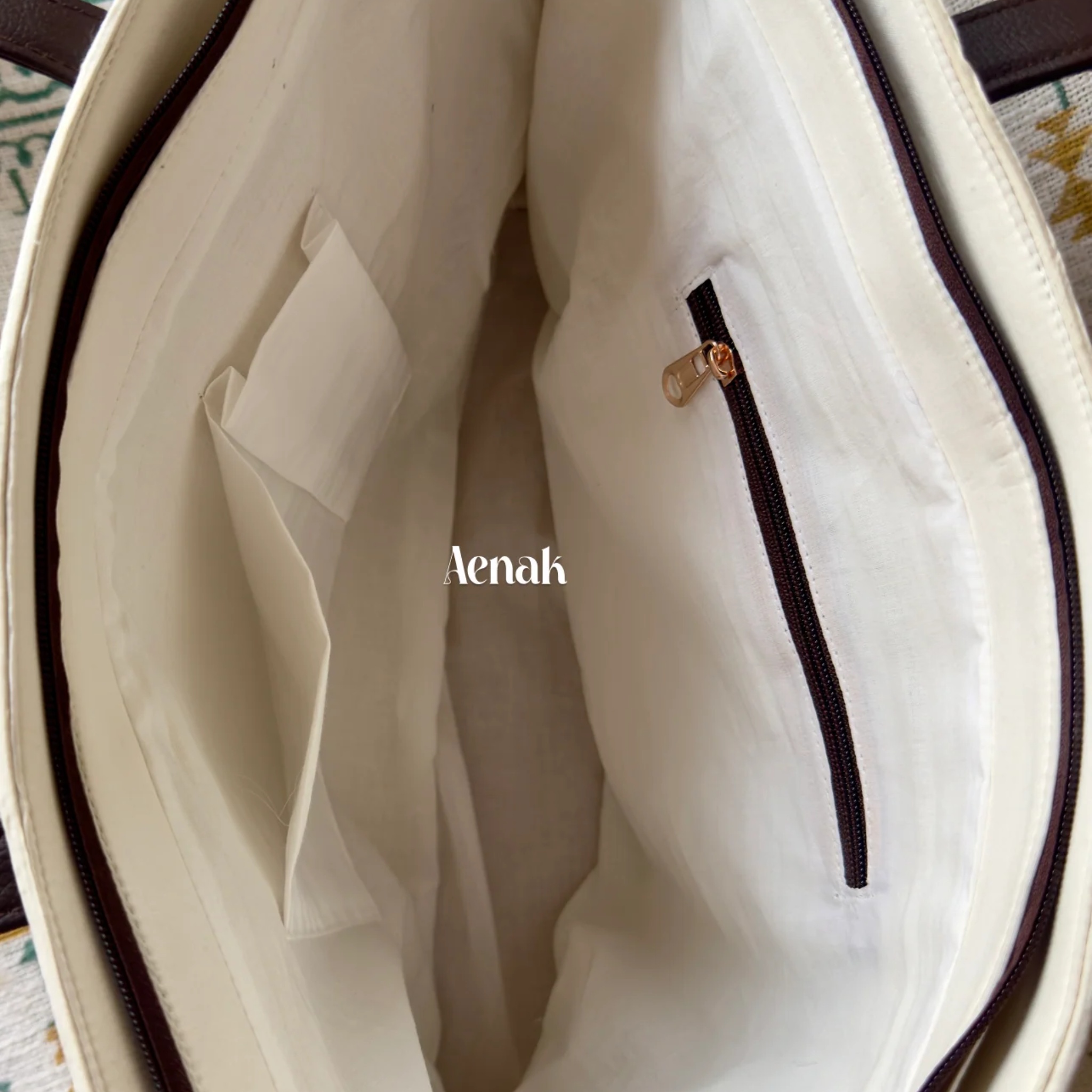 Yellow Lotus Jaal Handblock Artisanal Handbag by Aenak Studios | Tooffi