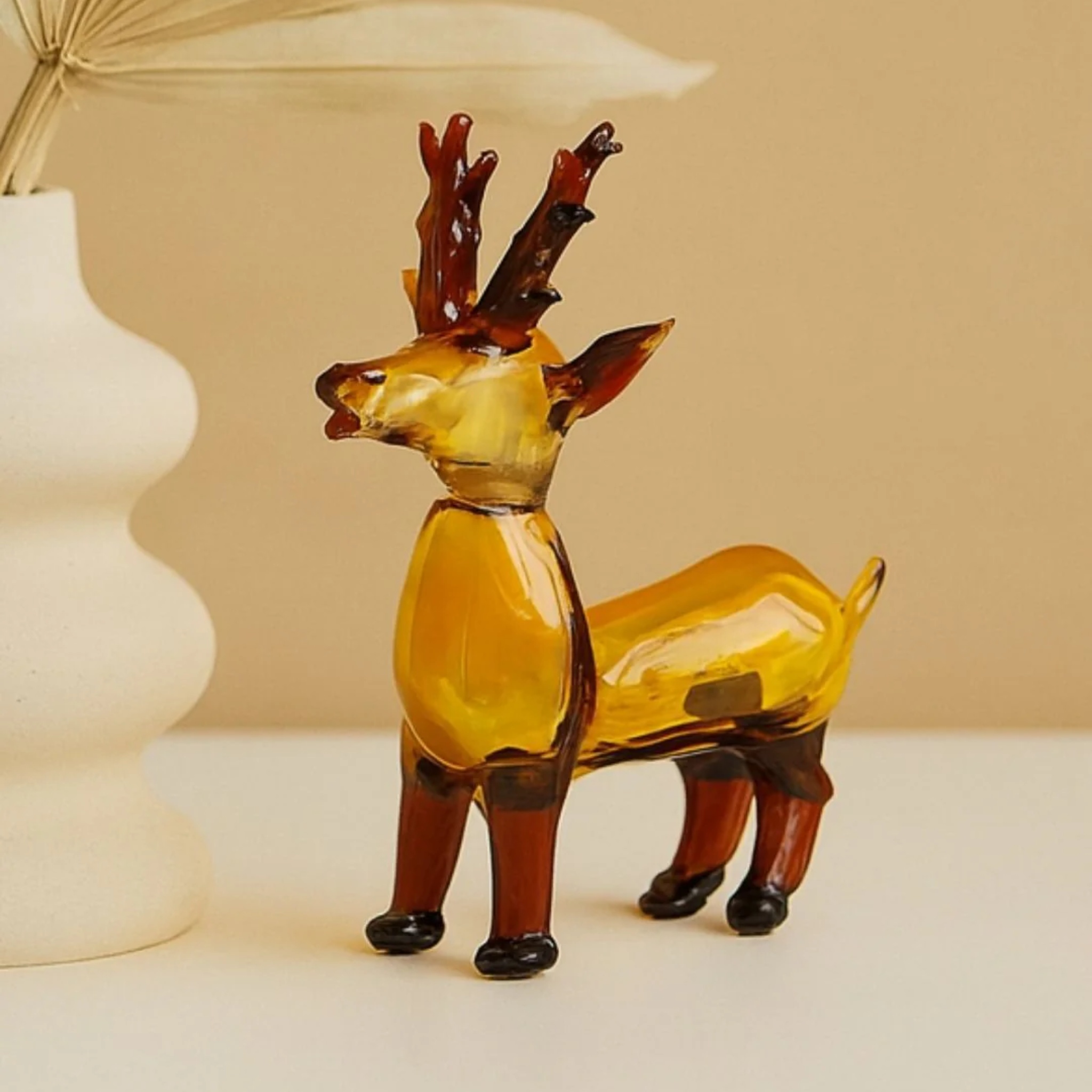 Amber Stag — Handblown Glass Sculpture by RUSTIC HORSE GLASS STUDIO | Tooffi