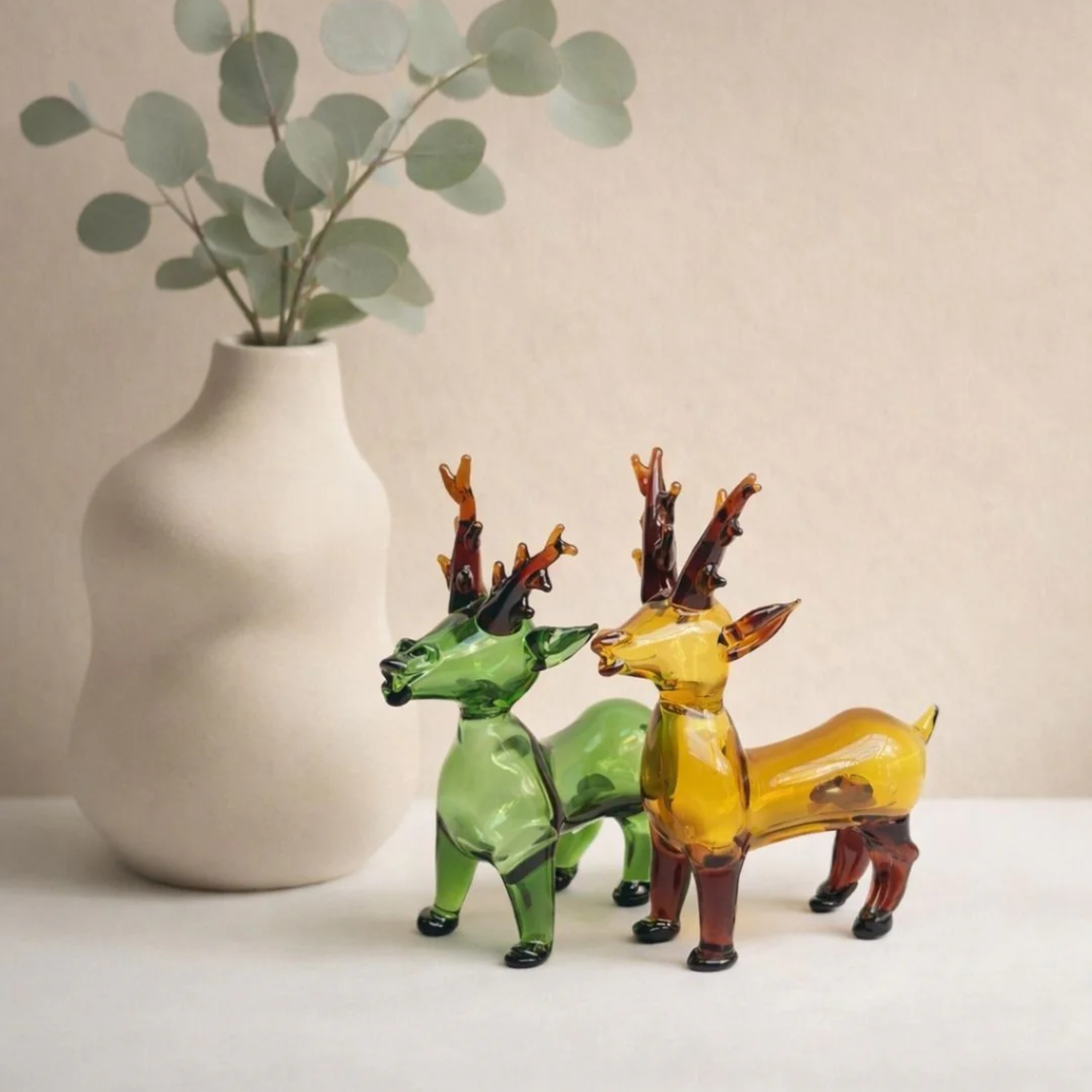 Amber Stag — Handblown Glass Sculpture by RUSTIC HORSE GLASS STUDIO | Tooffi