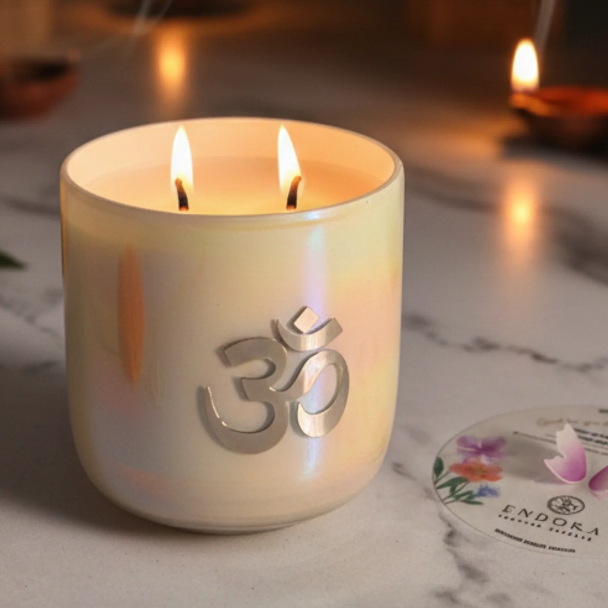 OM | Mogra | Scented Candle by Endora Scented Candles | Tooffi
