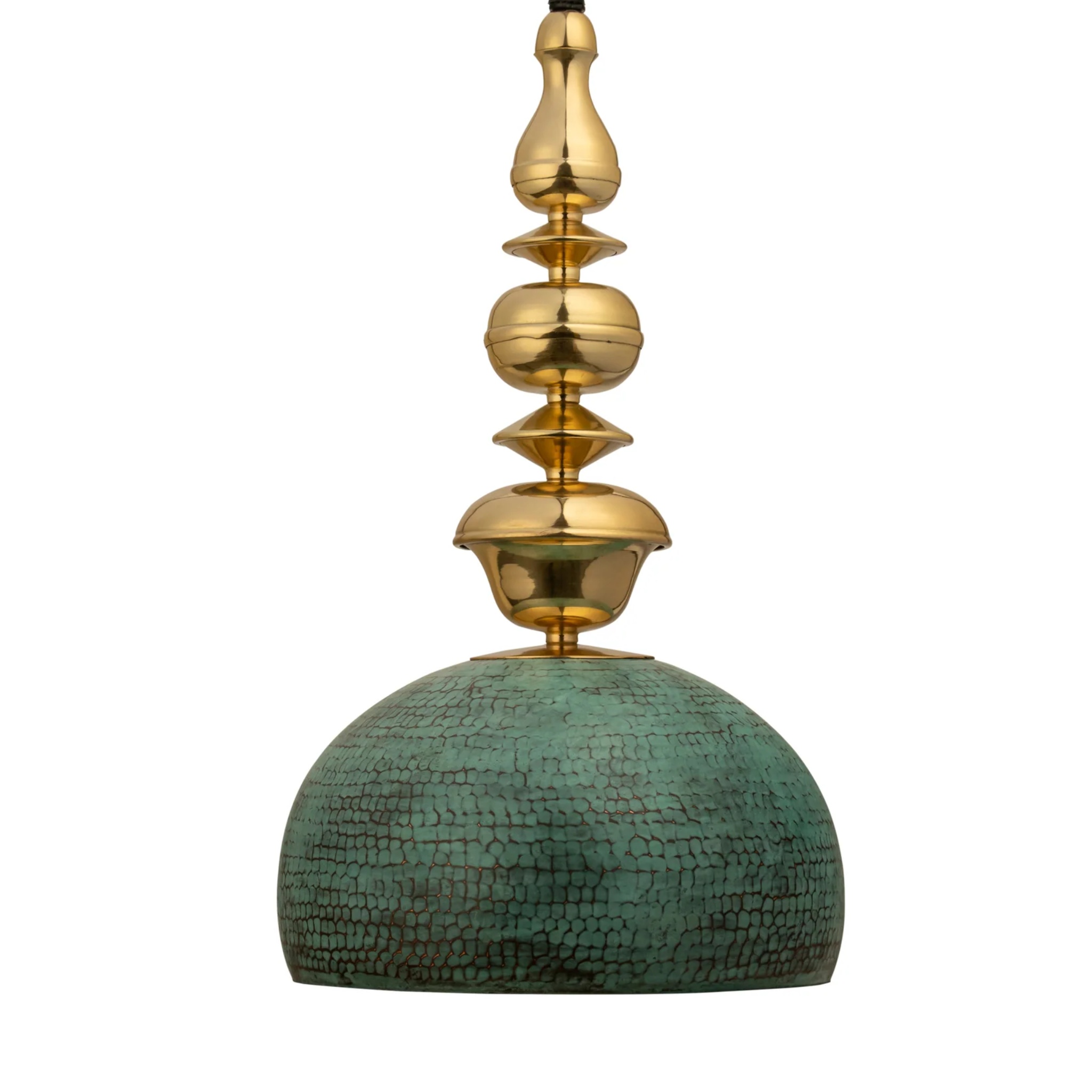 Kalash 2 — Verdigris Copper and Brass Handmade Pendant Light by Saswata | Tooffi