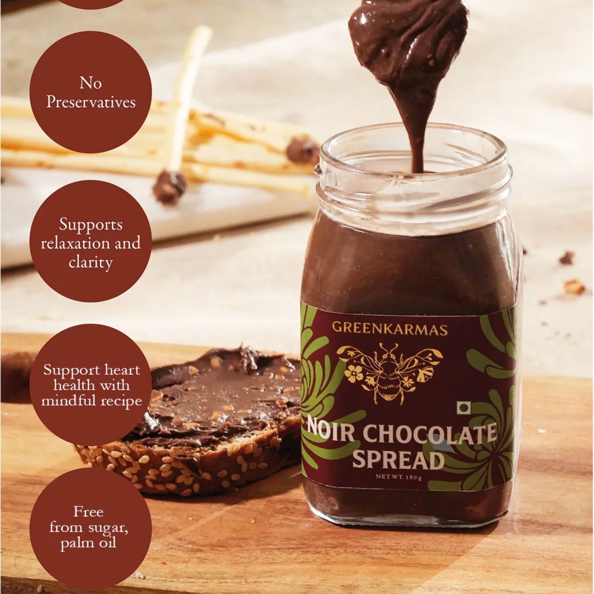 Noir chocolate spread(250g) by GreenKarmas | Tooffi