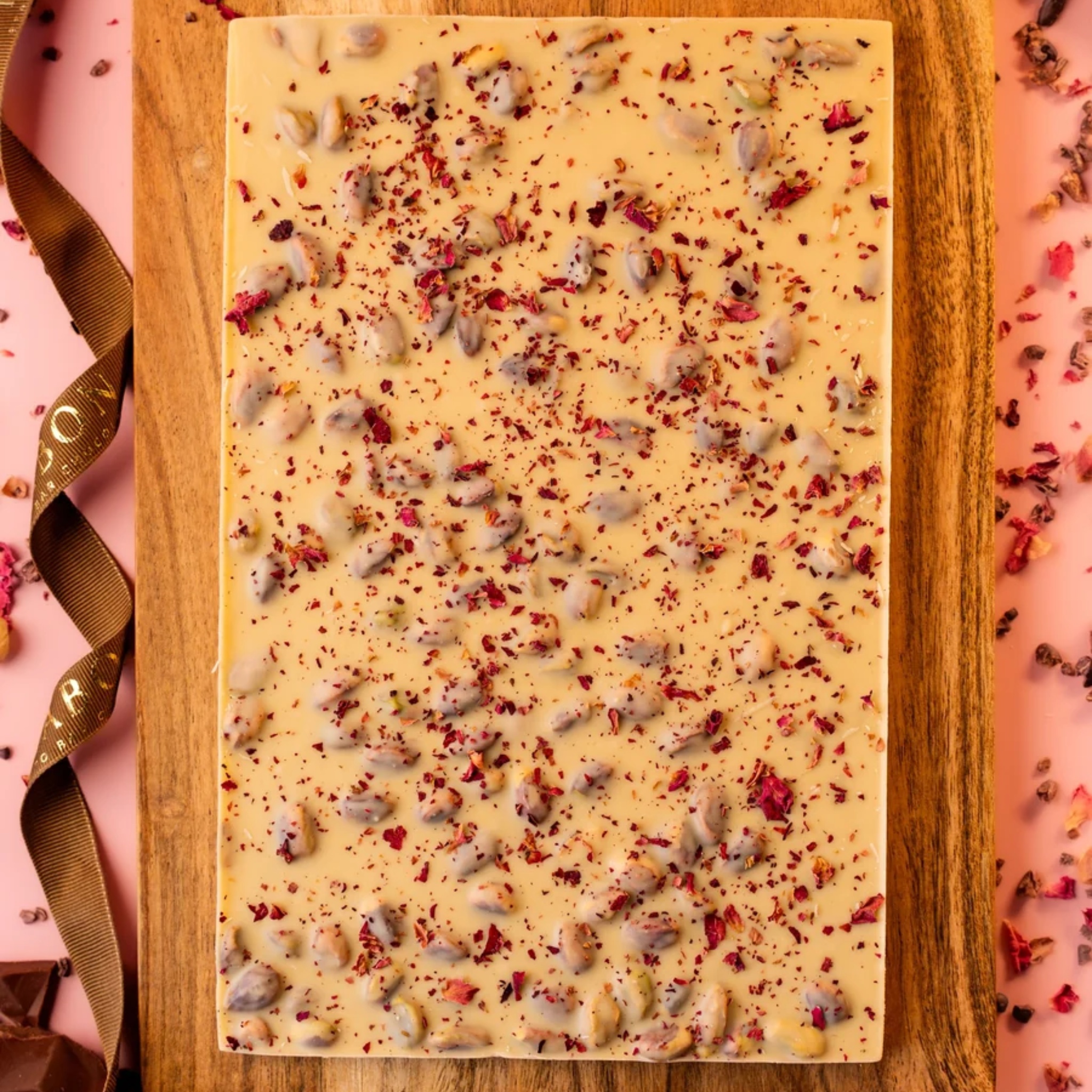 Rosy Pistachio Bark Hamper by Mabon Chocolates | Tooffi