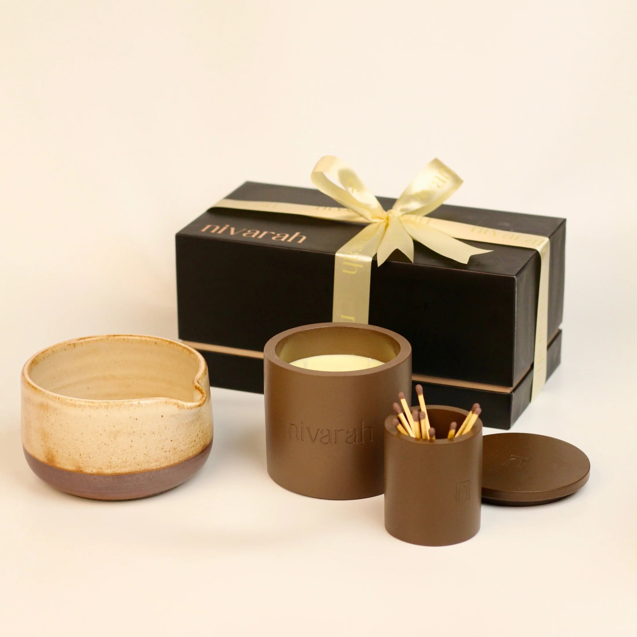 Sukoon Matcha Bowl & Candle Gift Box by nivarah | Tooffi