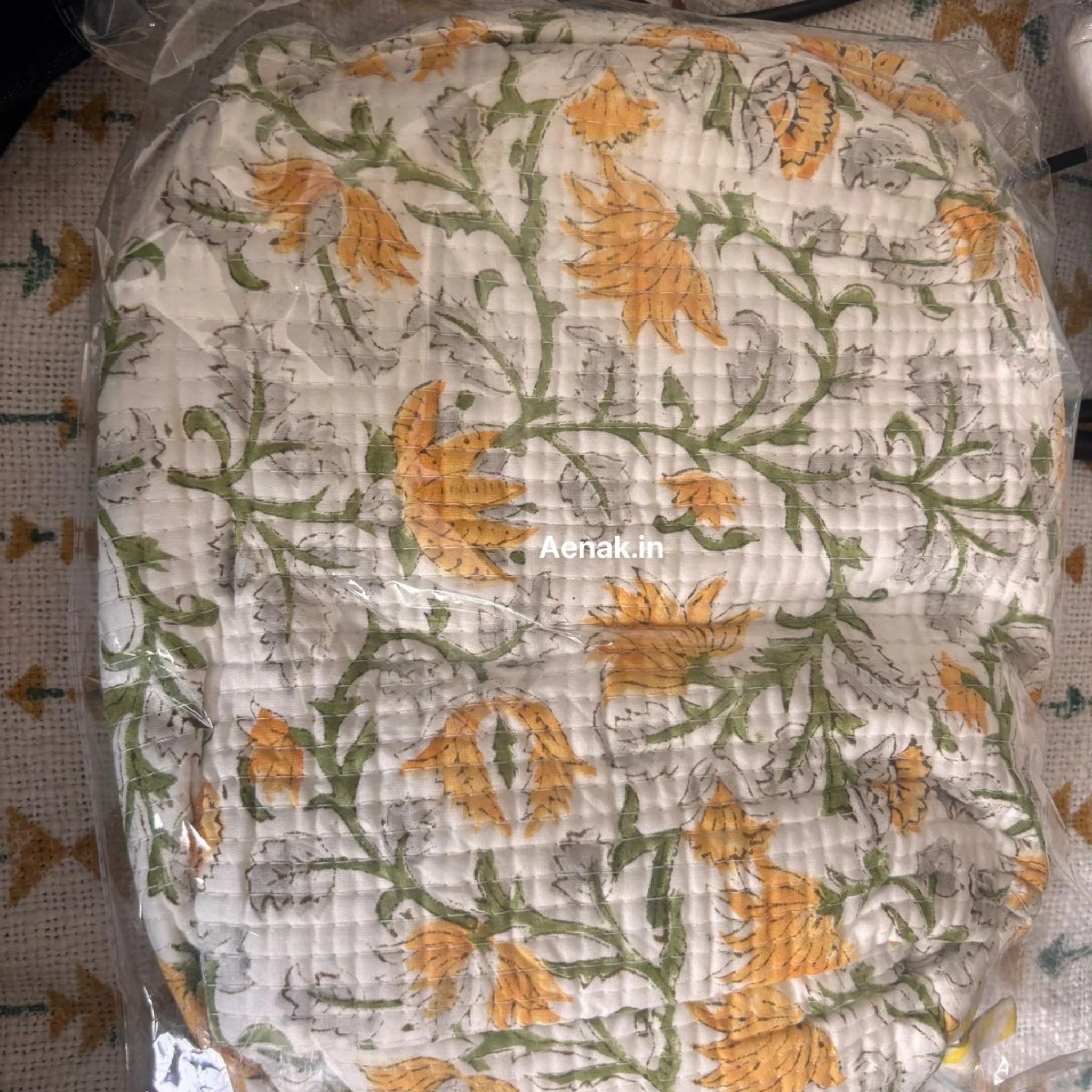 Yellow Marigold Quilted Vanity Pouches-Set of 3 by Aenak Studios | Tooffi