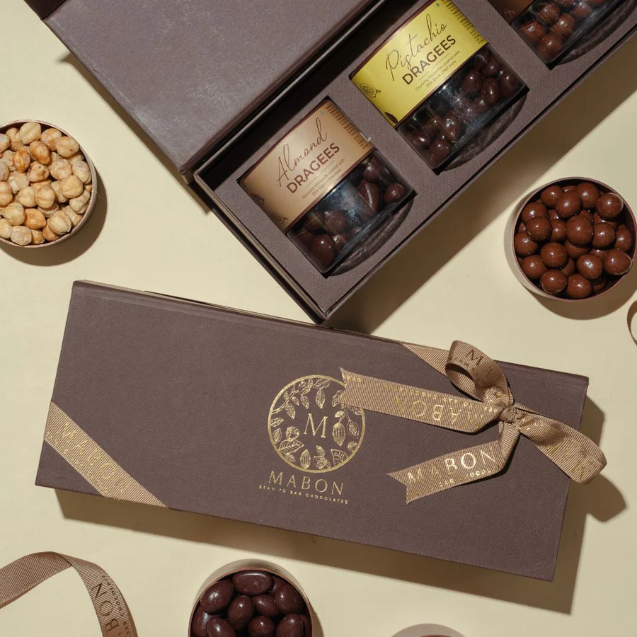 Chocolate Dragees Jars Gift Box (Box of 3) by Mabon Chocolates | Tooffi