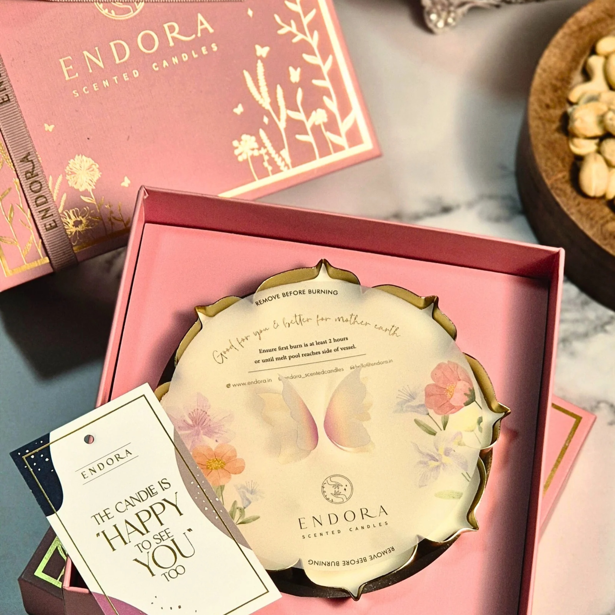 Gold Lotus Metal Urli | Scented Candle by Endora Scented Candles | Tooffi