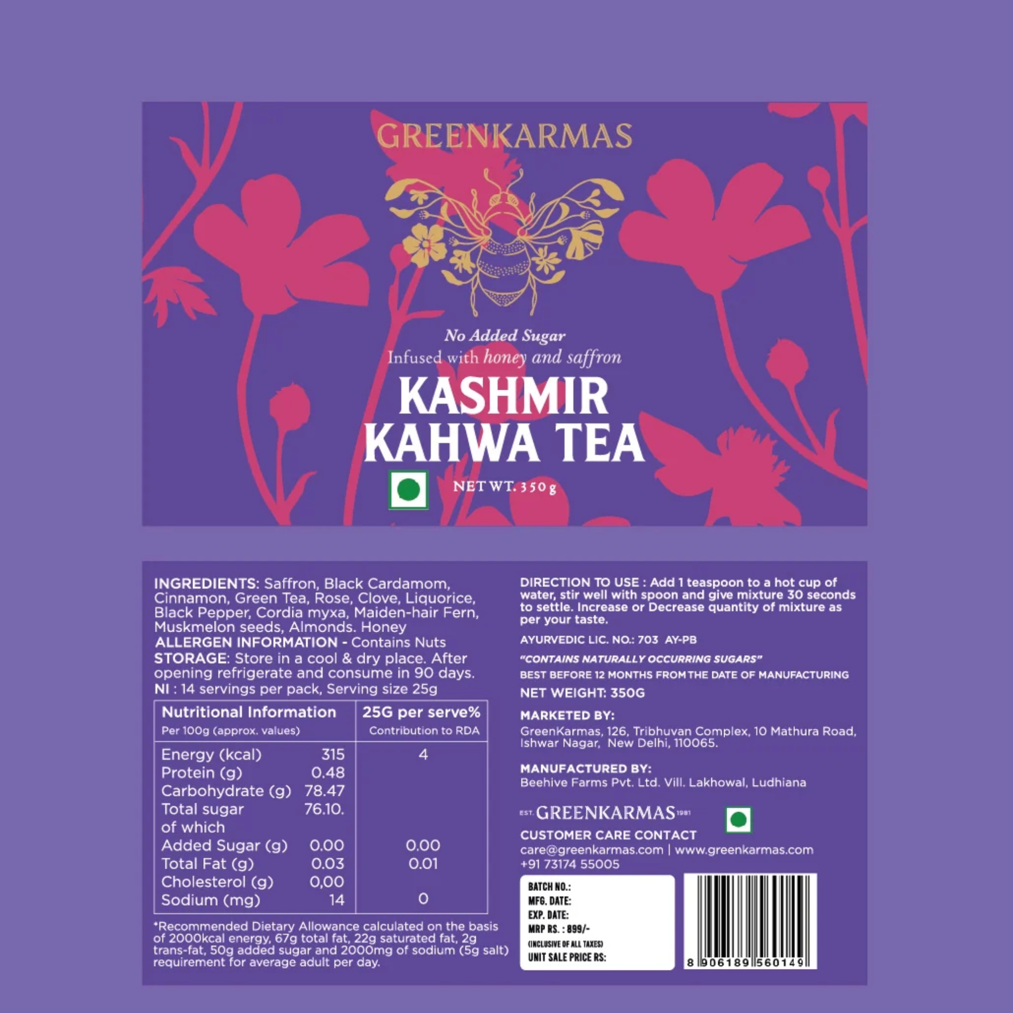 Kashmir Kesar Kahwa Tea - Ayurvedic by GreenKarmas | Tooffi