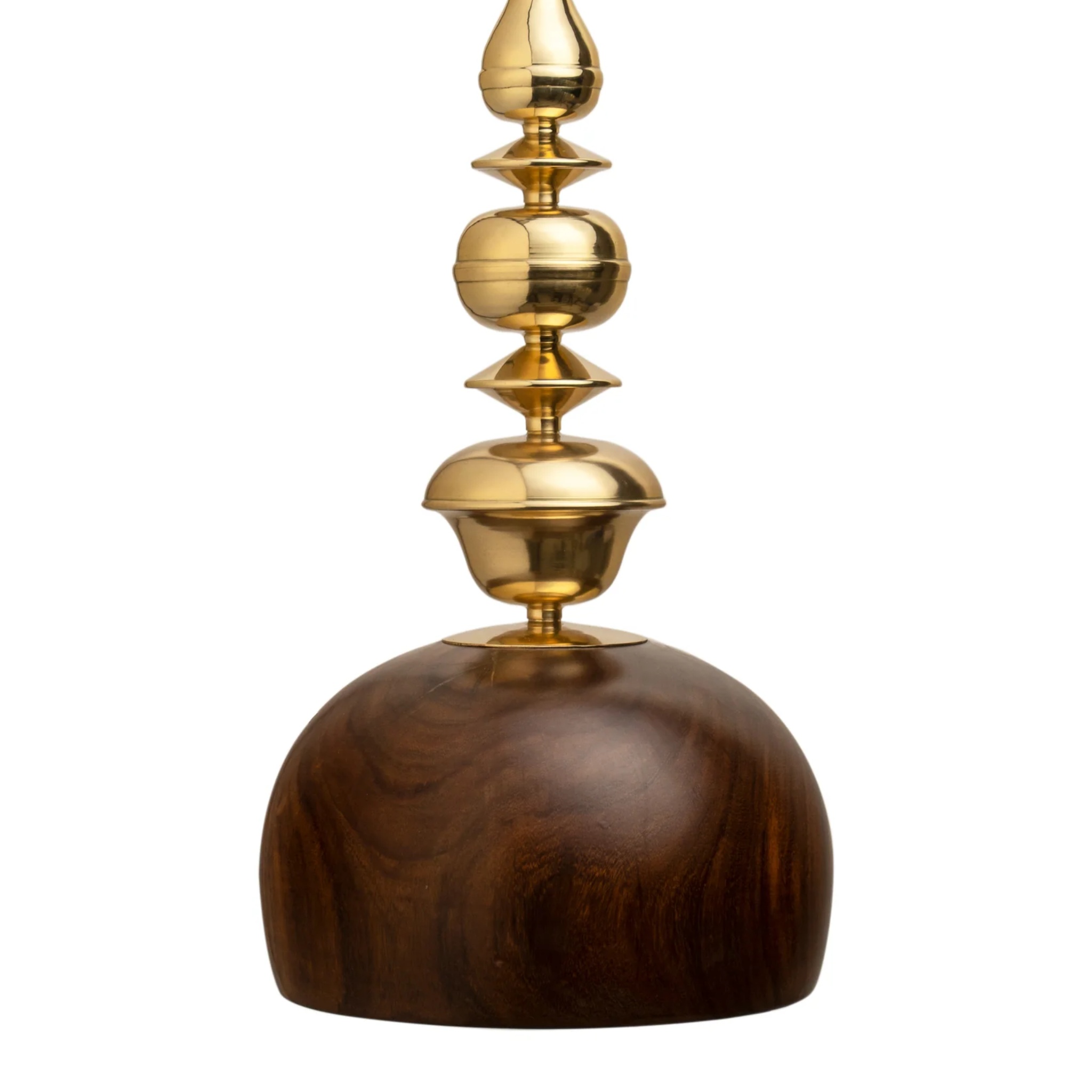 Handcrafted Kalash Brass and Wood Pendant Light 1 by Saswata | Tooffi