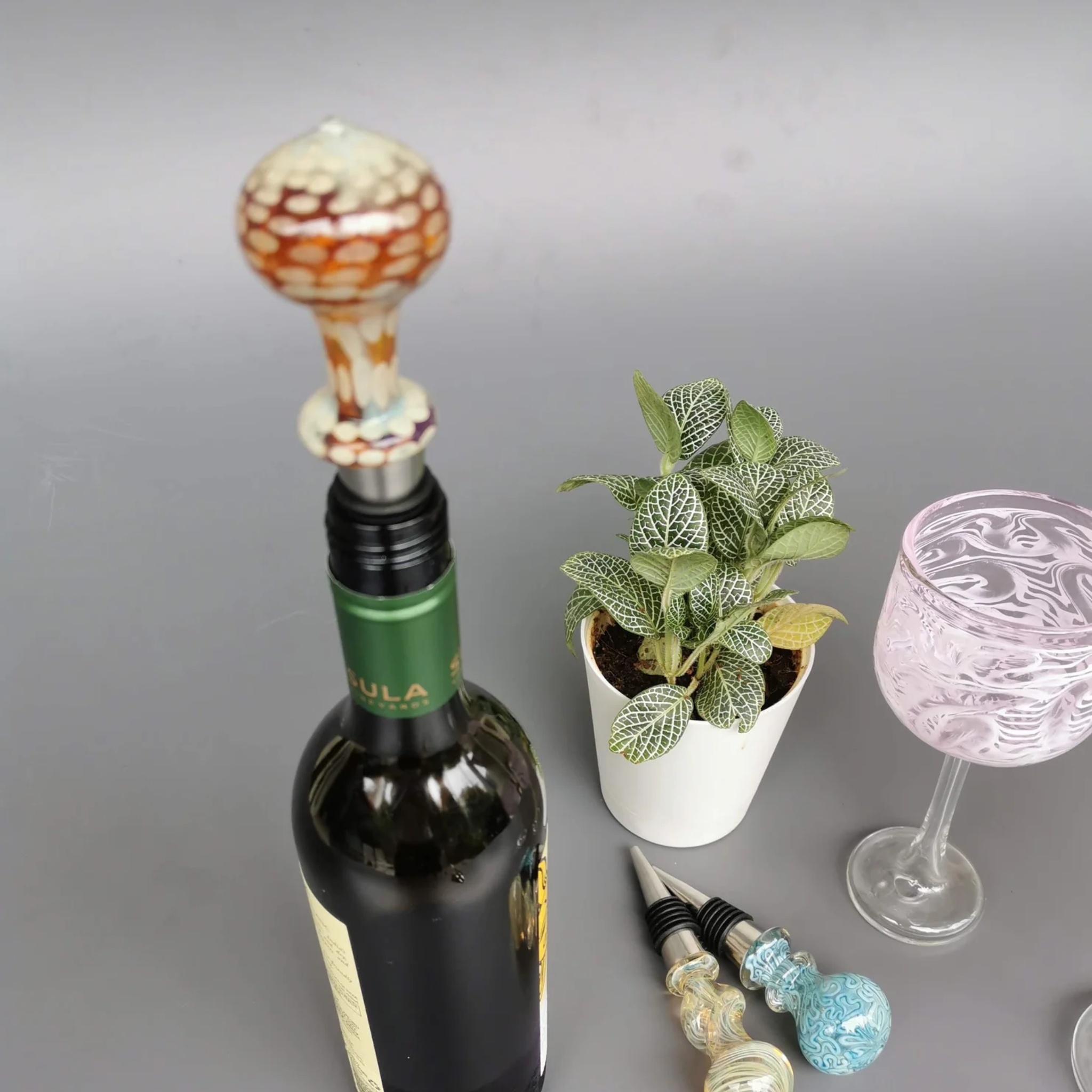 Tanaro Handblown Glass Wine Stoppers by RUSTIC HORSE GLASS STUDIO | Tooffi