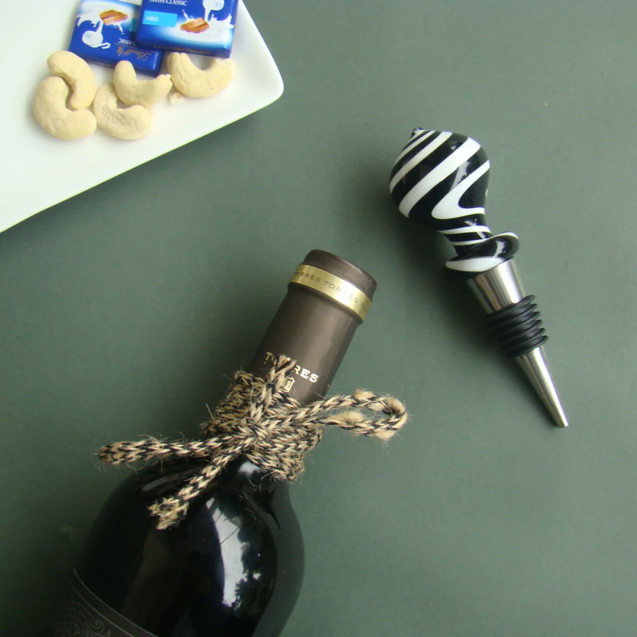 Noir Delight Handblown Glass Wine Stoppers by RUSTIC HORSE GLASS STUDIO | Tooffi
