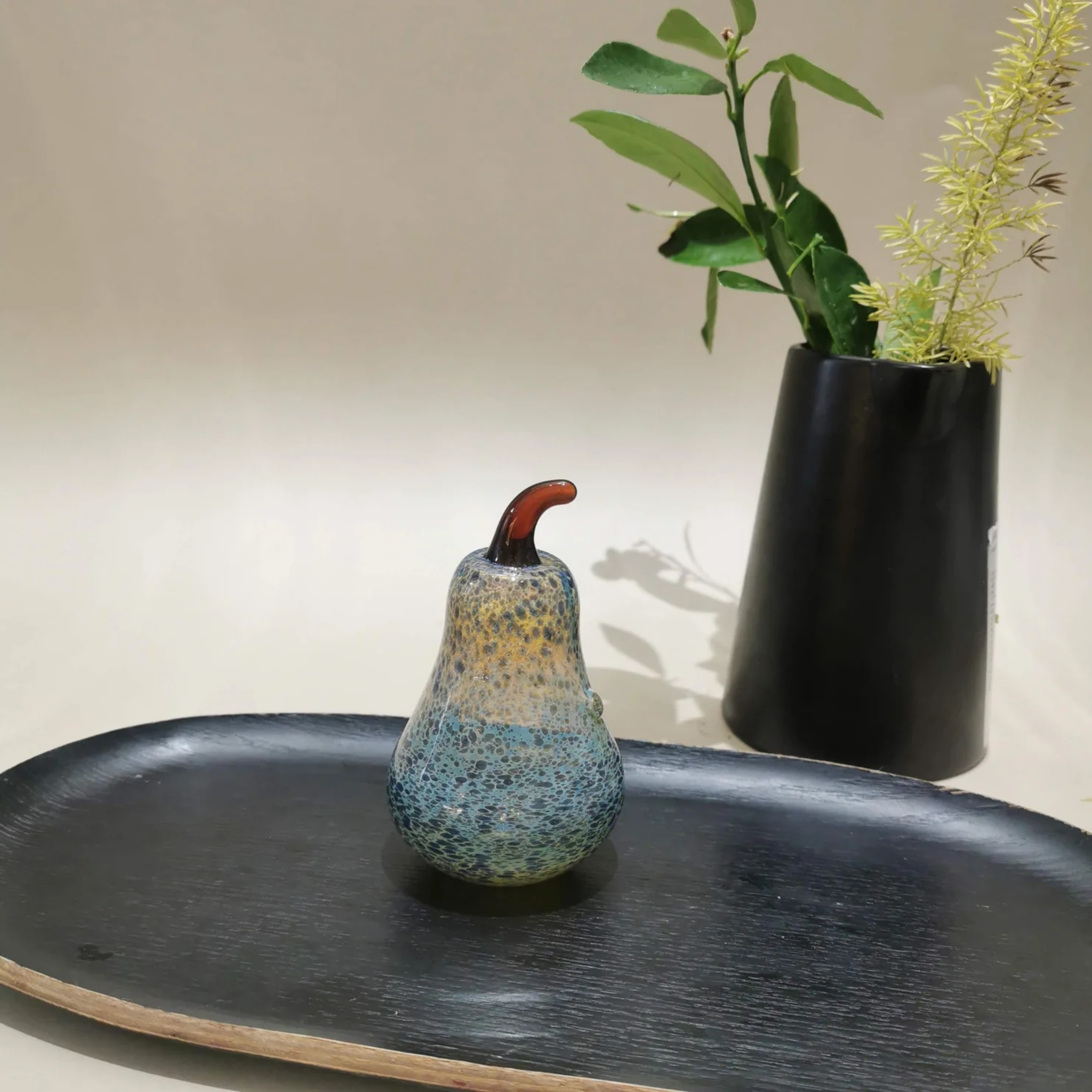 Murano Glass Style Decoration- Marble Pear Art Glass by RUSTIC HORSE GLASS STUDIO | Tooffi