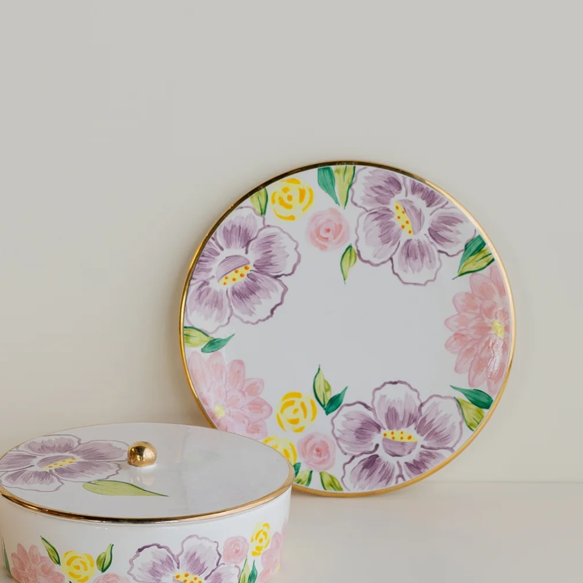Pink Lilies Platter by nira's ceramics | Tooffi