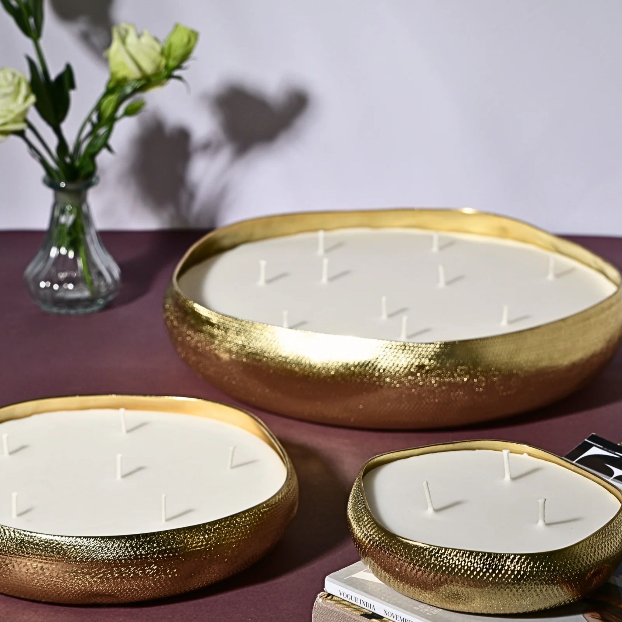 Gold Metal urli | Set of 3 by Endora Scented Candles | Tooffi