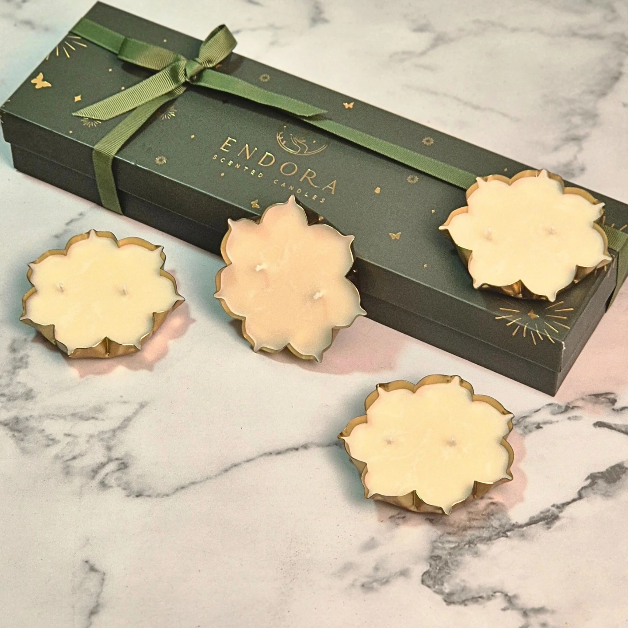 Scented Lotus Urli | Set Of 4 by Endora Scented Candles | Tooffi