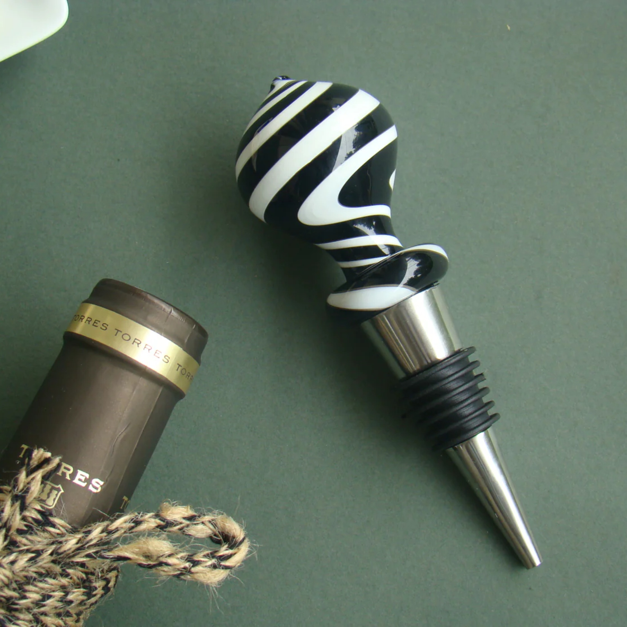 Noir Delight Handblown Glass Wine Stoppers by RUSTIC HORSE GLASS STUDIO | Tooffi