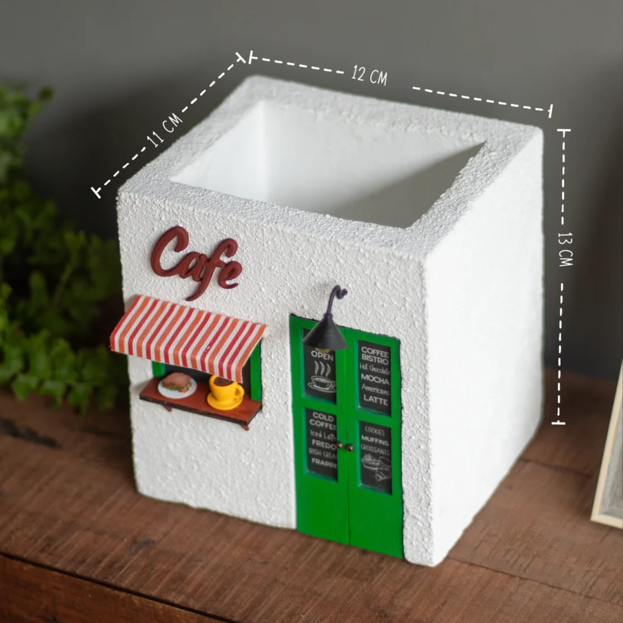 Cafe Planter (White & Green) by Bae & Bee studio | Tooffi