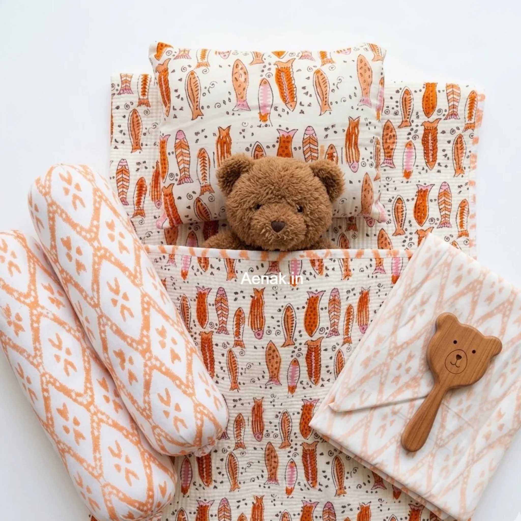 Orange Fish Newborn Handcrafted Baby Kit Set by Aenak Studios | Tooffi