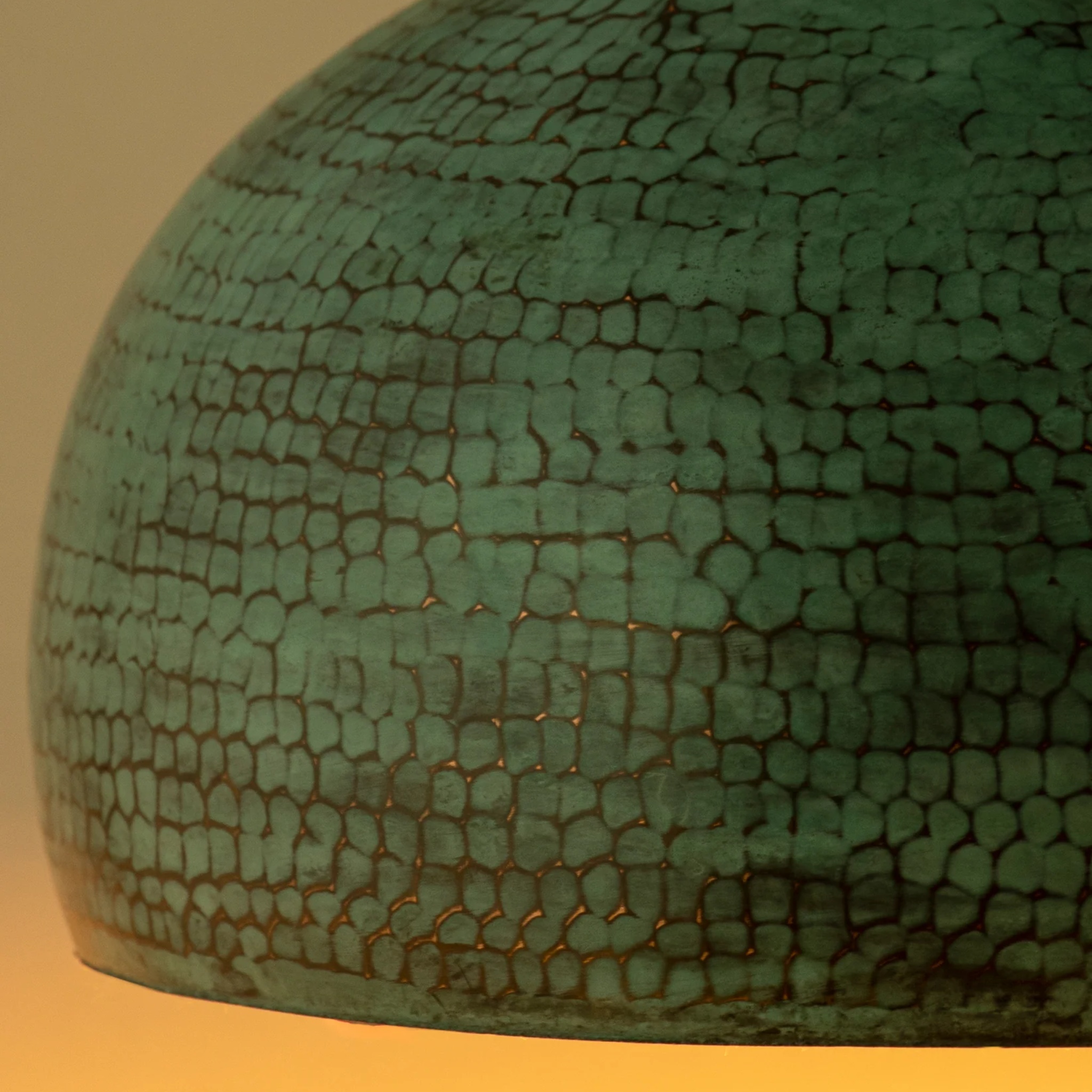 Kalash 2 — Verdigris Copper and Brass Handmade Pendant Light by Saswata | Tooffi