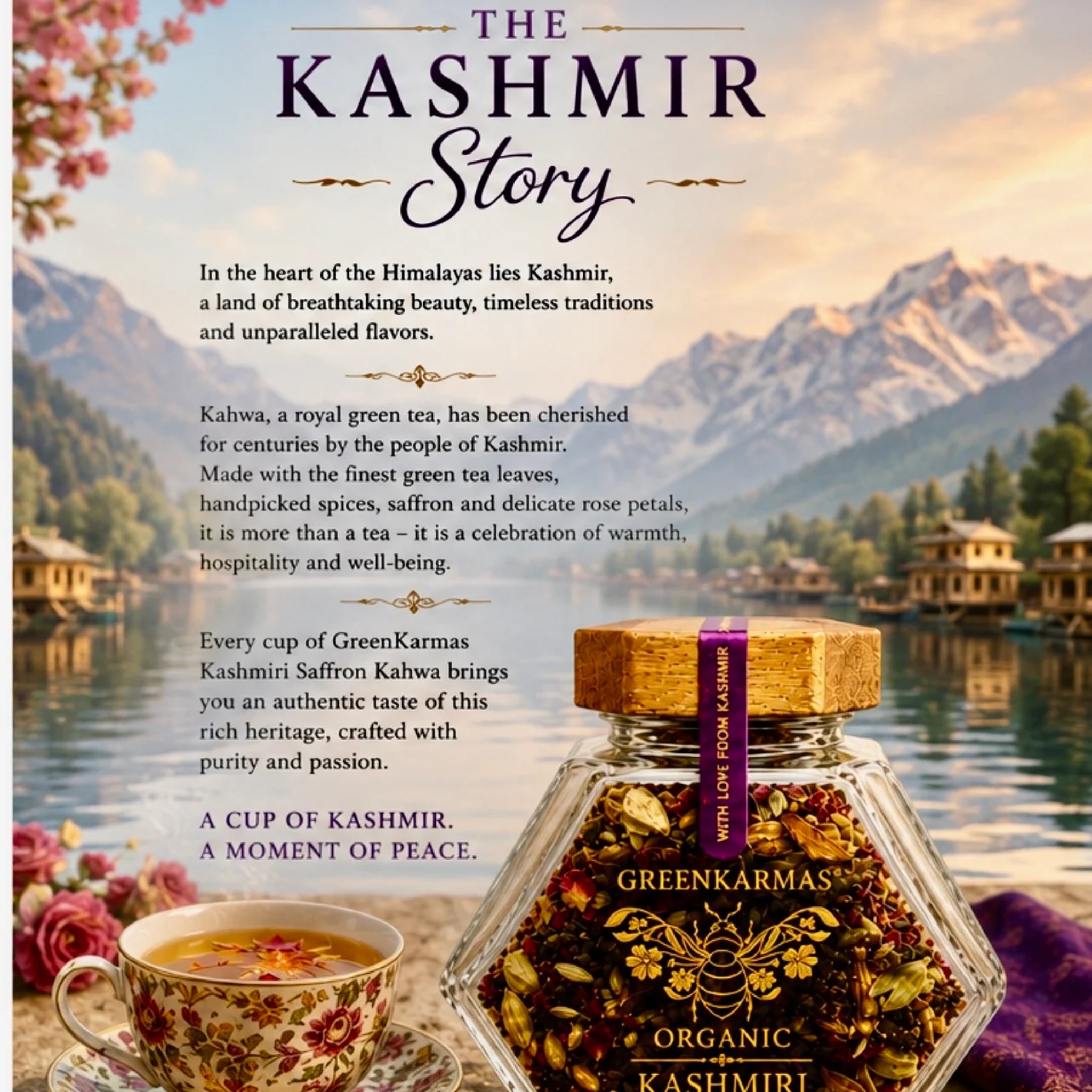 Organic Kashmiri Saffron Flower Tea Blend by GreenKarmas | Tooffi