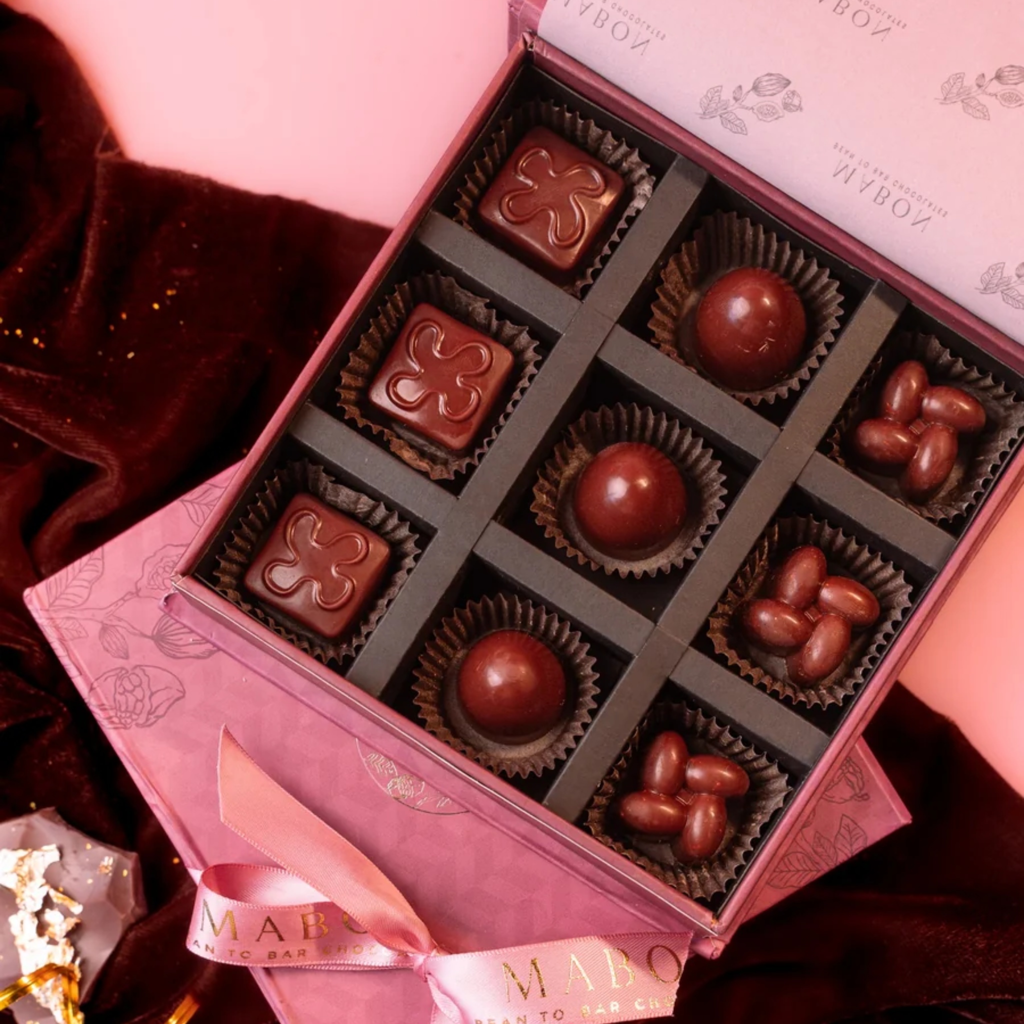 Luxury Chocolate Bonbons (Box of 9) by Mabon Chocolates | Tooffi