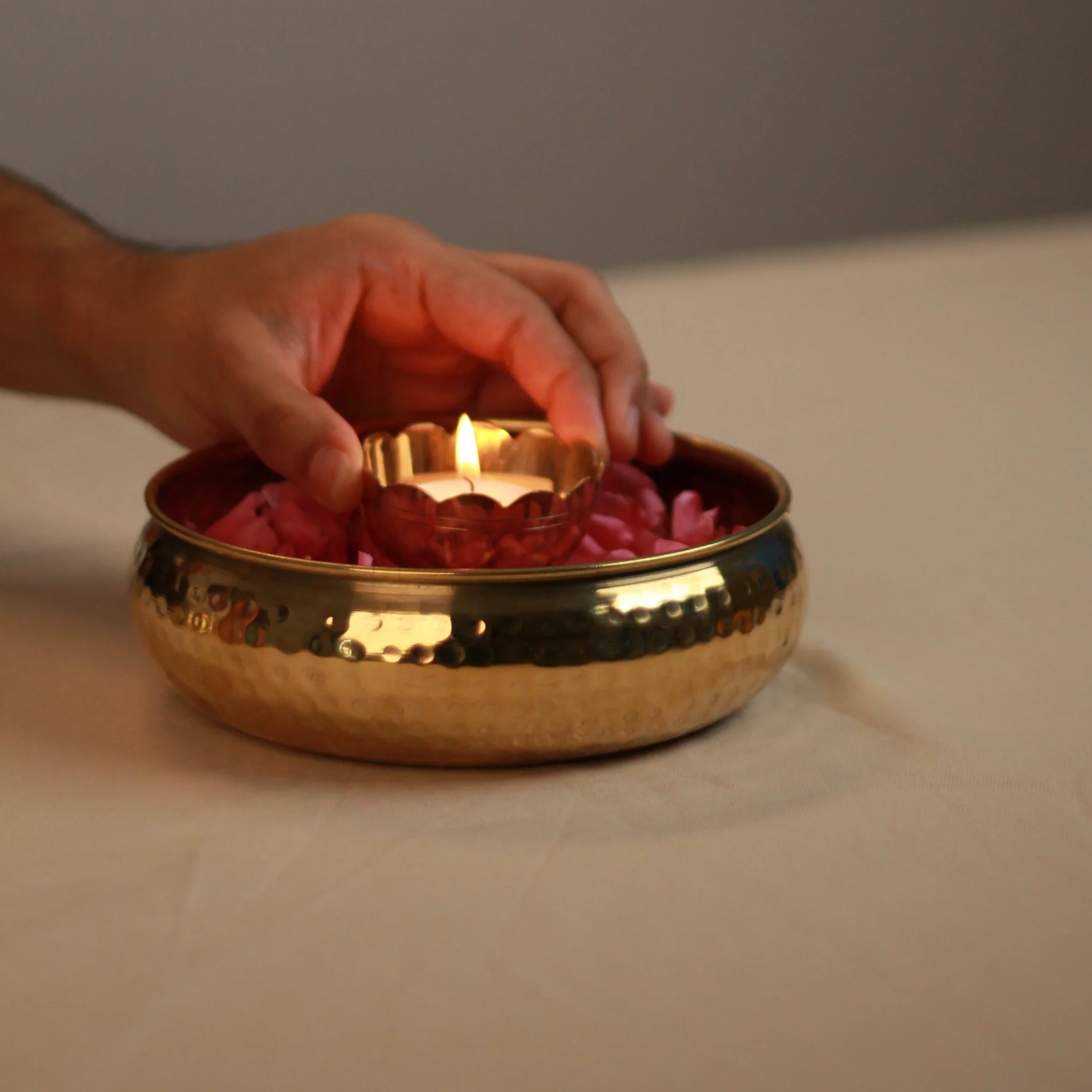 Taksh - Hammered Brass Decor Bowl by nivarah | Tooffi