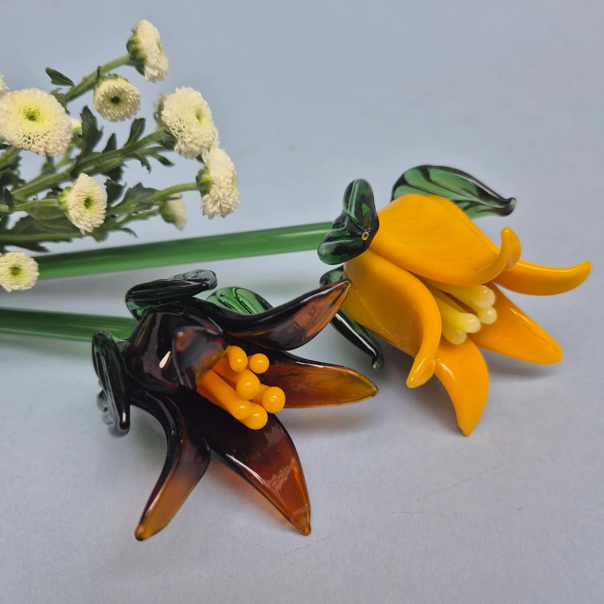 Tinsel Lily Glass Flower Stem - Yellow by RUSTIC HORSE GLASS STUDIO | Tooffi