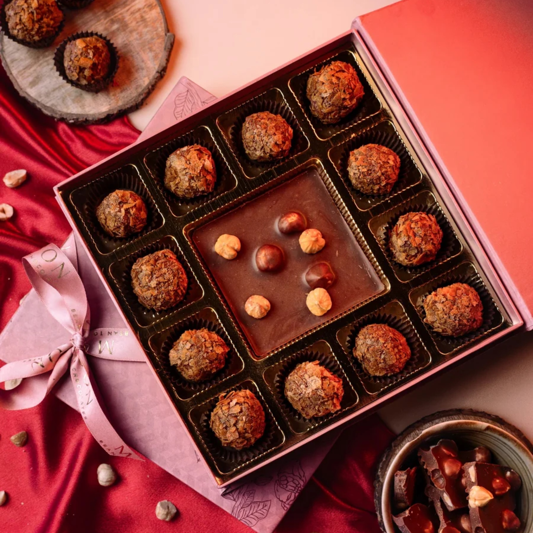 Hazelnut Lover's Chocolate Box (Truffle + Bark Edition) by Mabon Chocolates | Tooffi