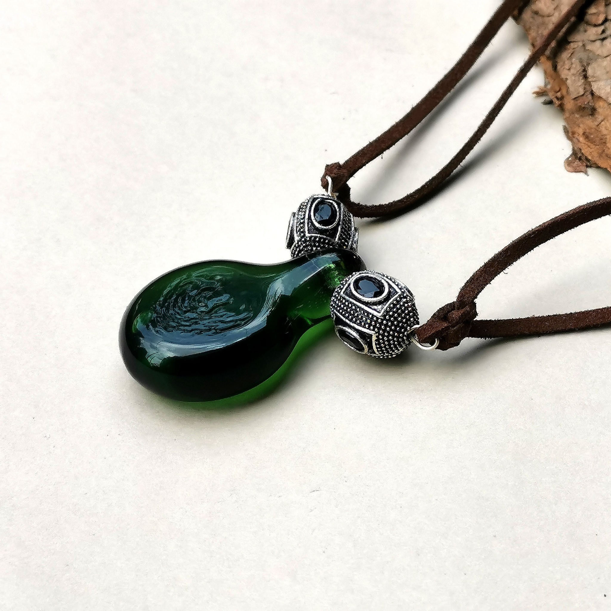 Green Jade Glass Necklace by RUSTIC HORSE GLASS STUDIO | Tooffi