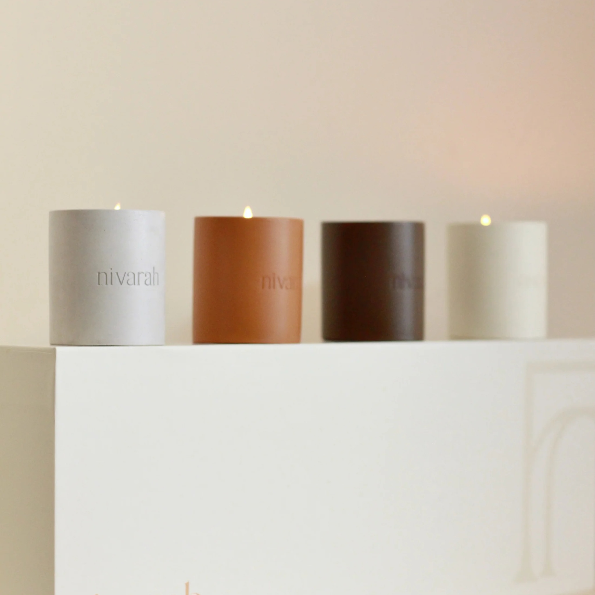 Pack of 4 Concrete Candles - Small by nivarah | Tooffi