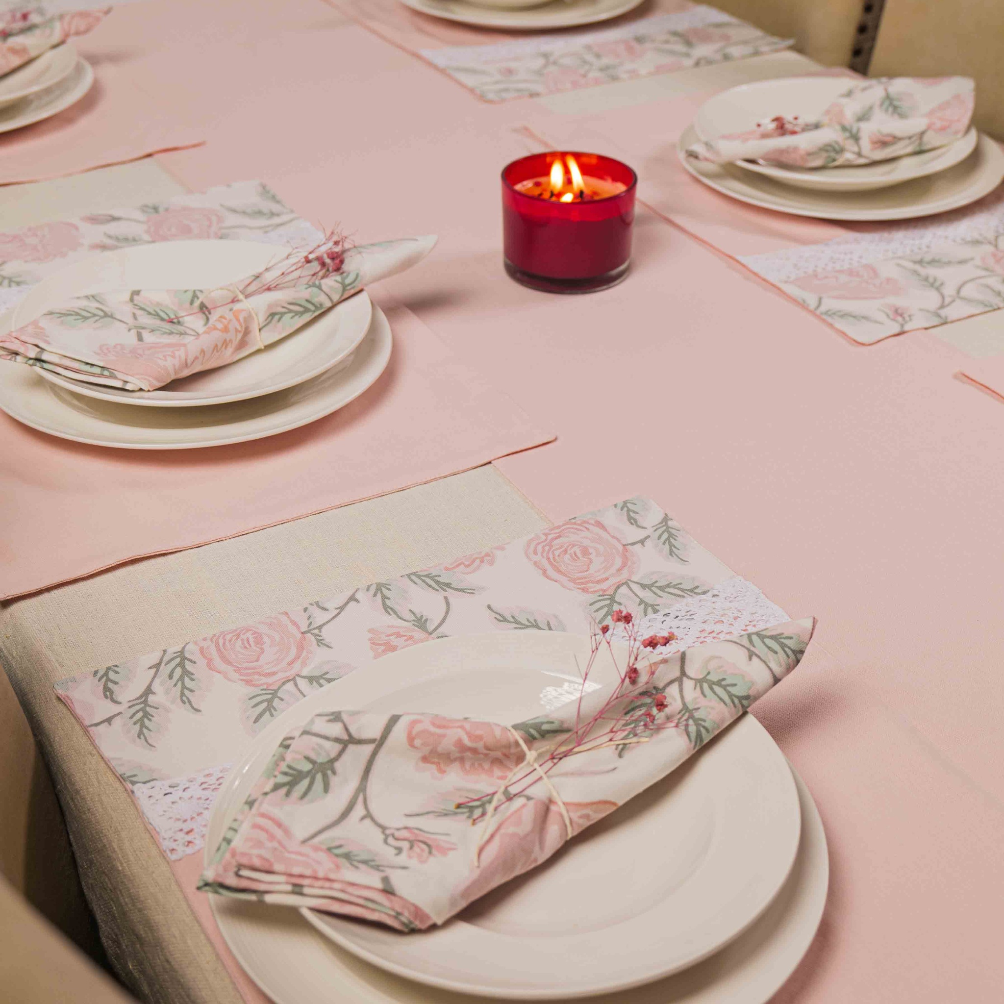 Blossom Peach Dining Set Placemat With Napkin Gift Set by Ammorada | Tooffi