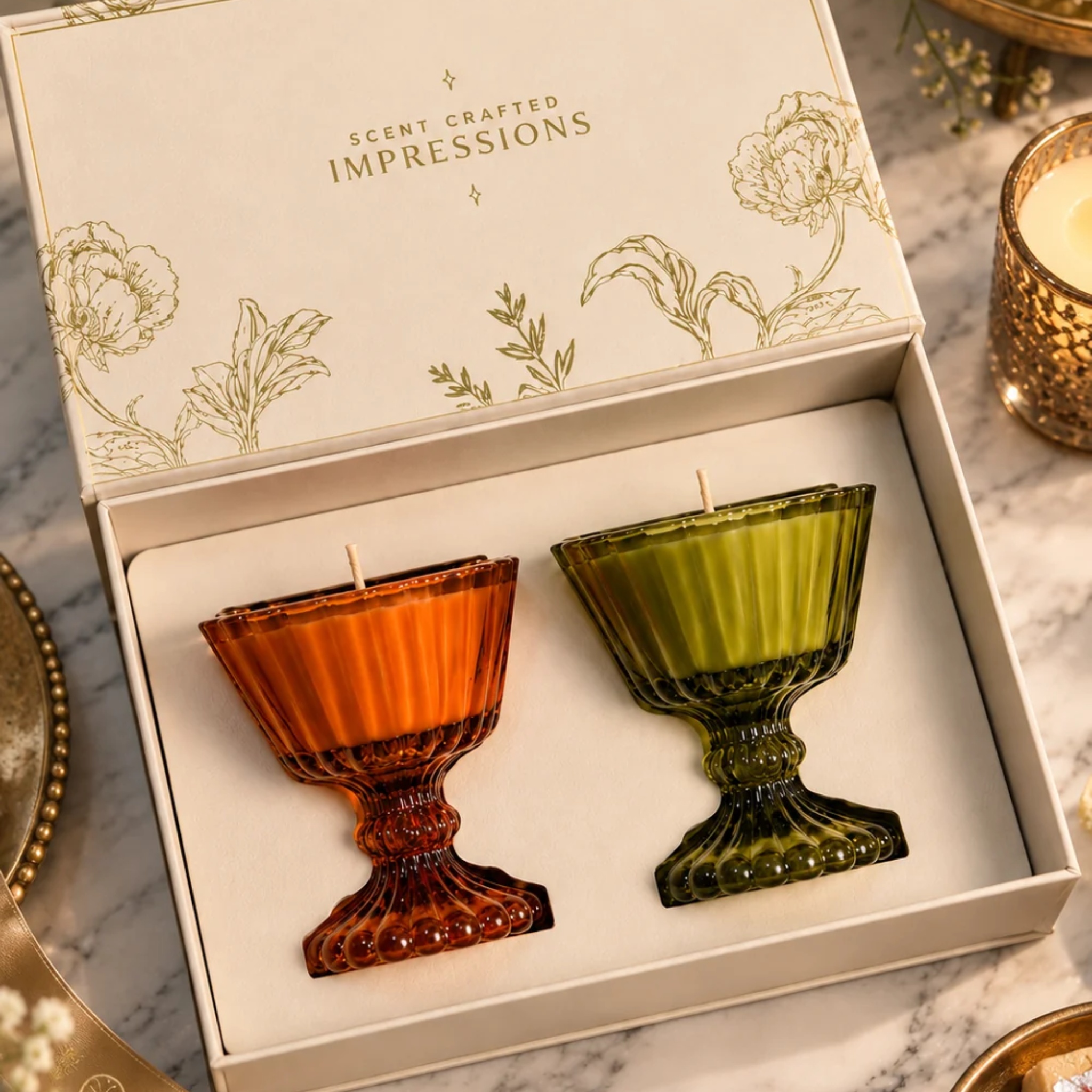 The Vintage Goblet Candle Gift Set of 2 by Endora Scented Candles | Tooffi