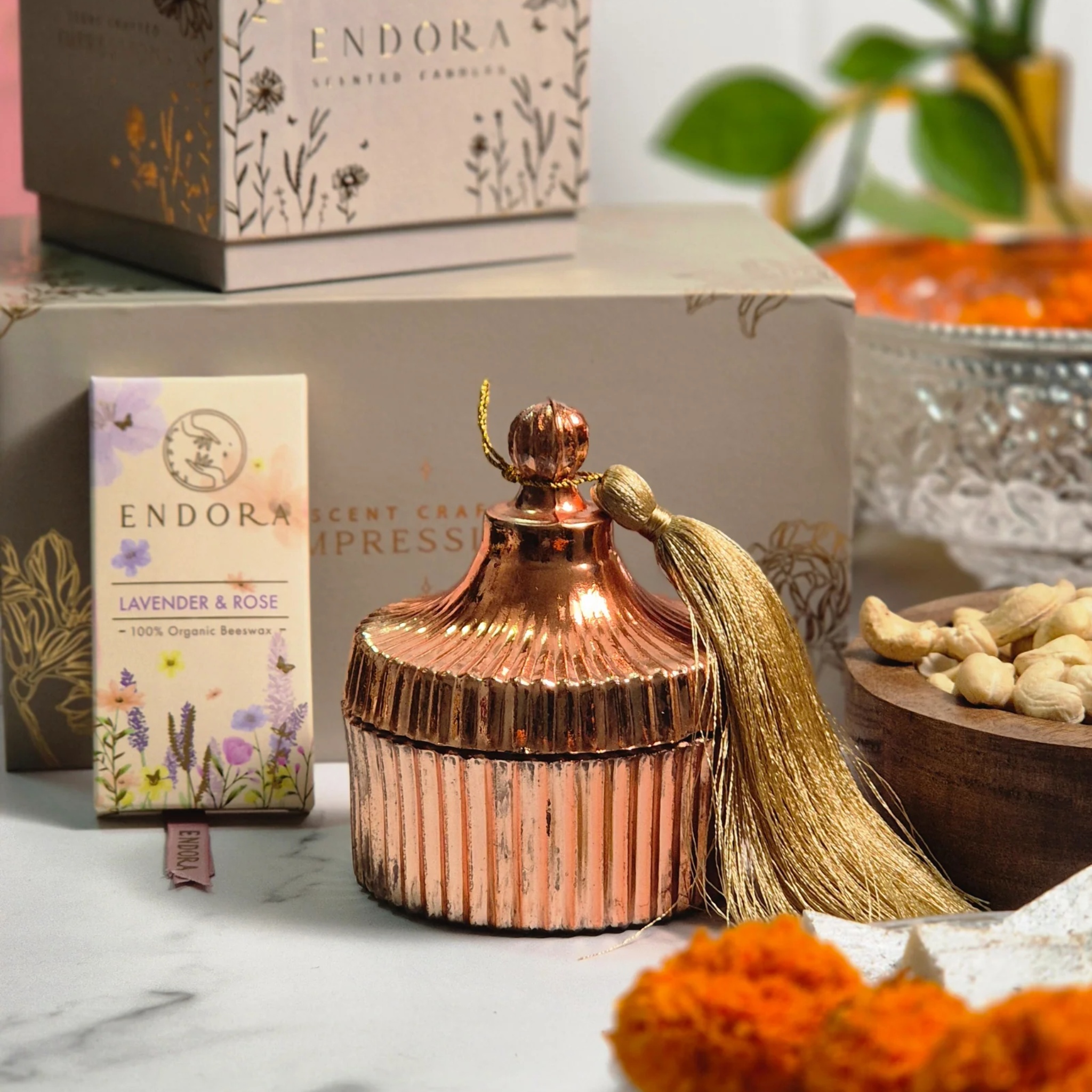 Candy Jar candle Set of 2 (Milky and gold) by Endora Scented Candles | Tooffi