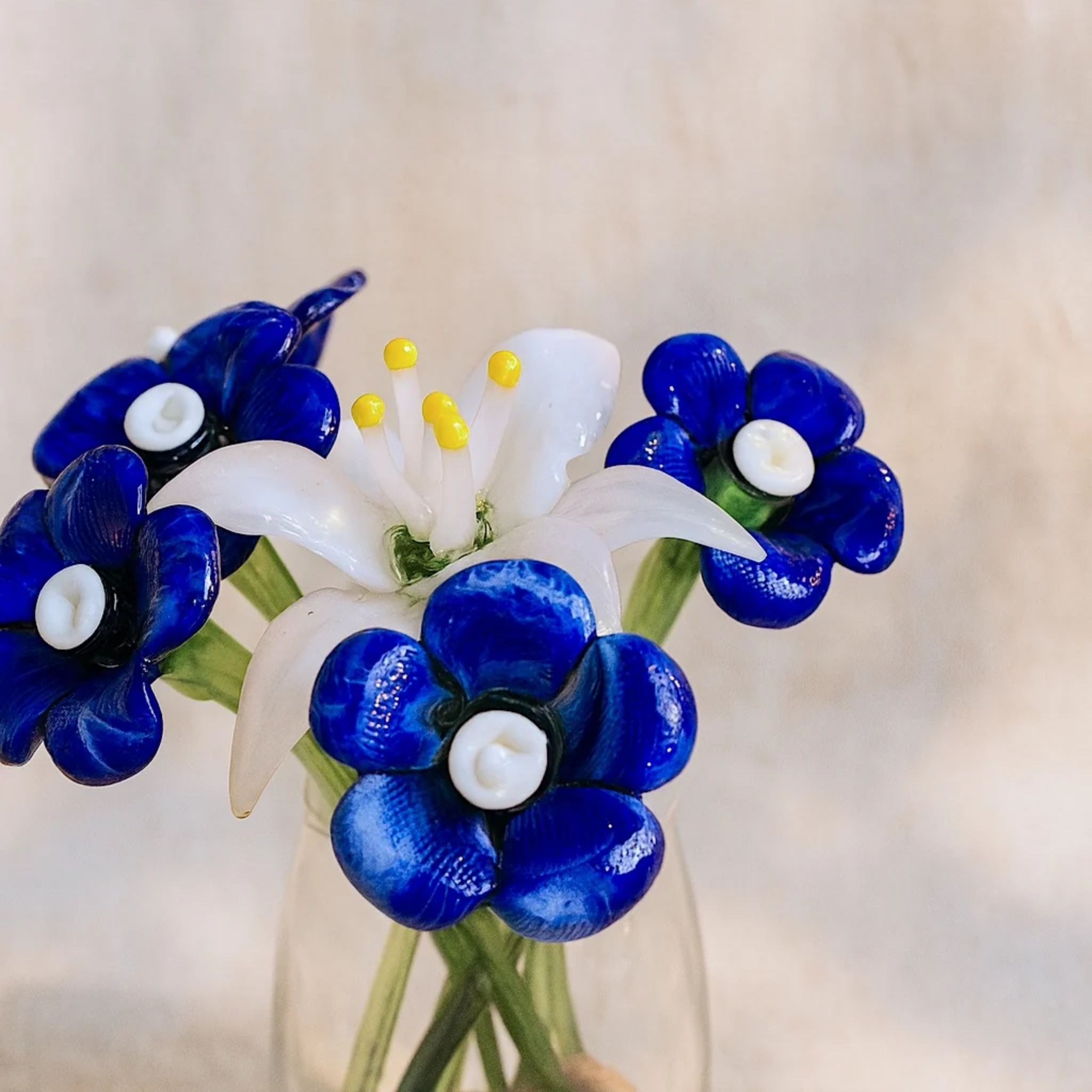 Blue Moon Lily-— Handblown Glass Bouquet by RUSTIC HORSE GLASS STUDIO | Tooffi