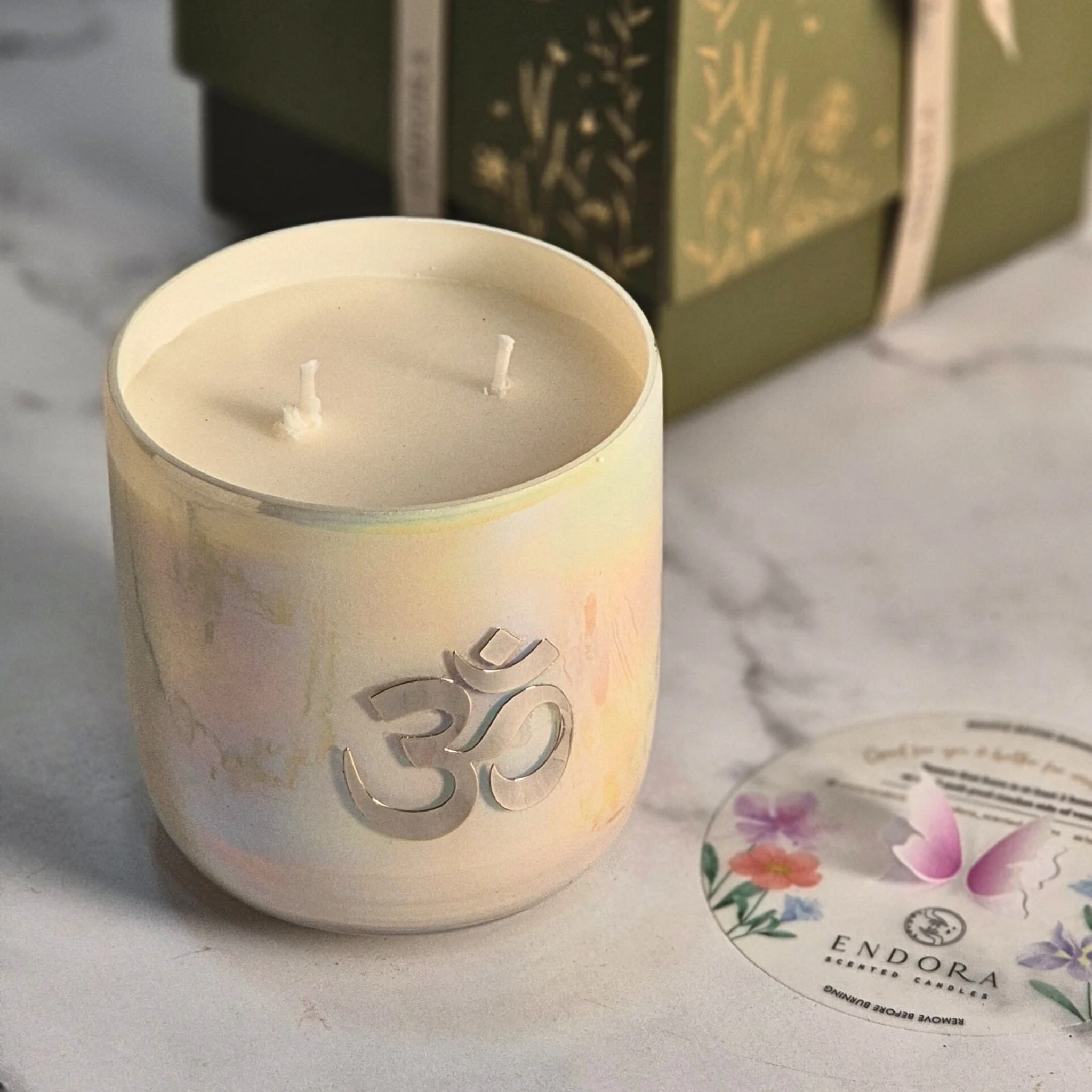 OM | Mogra | Scented Candle by Endora Scented Candles | Tooffi
