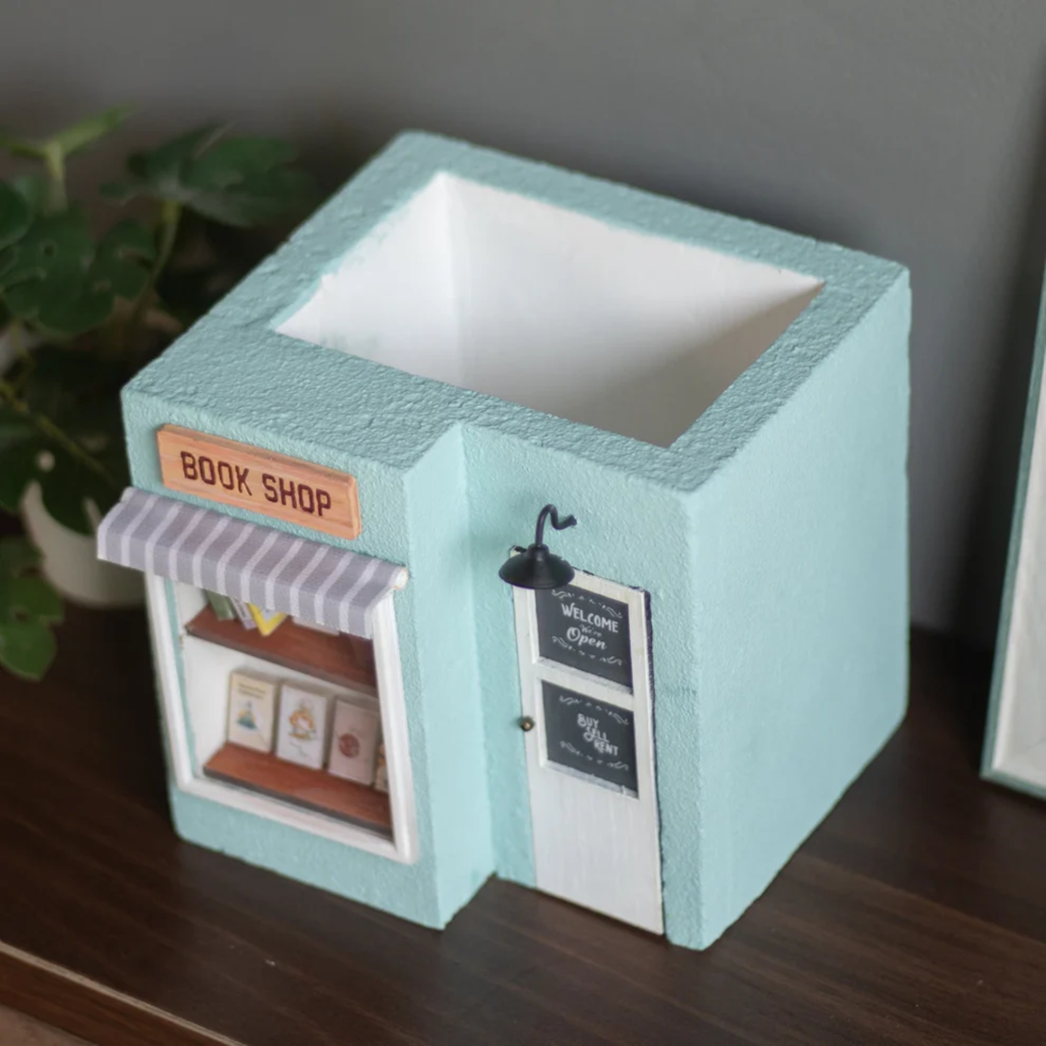 Handmade Book Shop Planter (Vintage Blue) by Bae & Bee studio | Tooffi