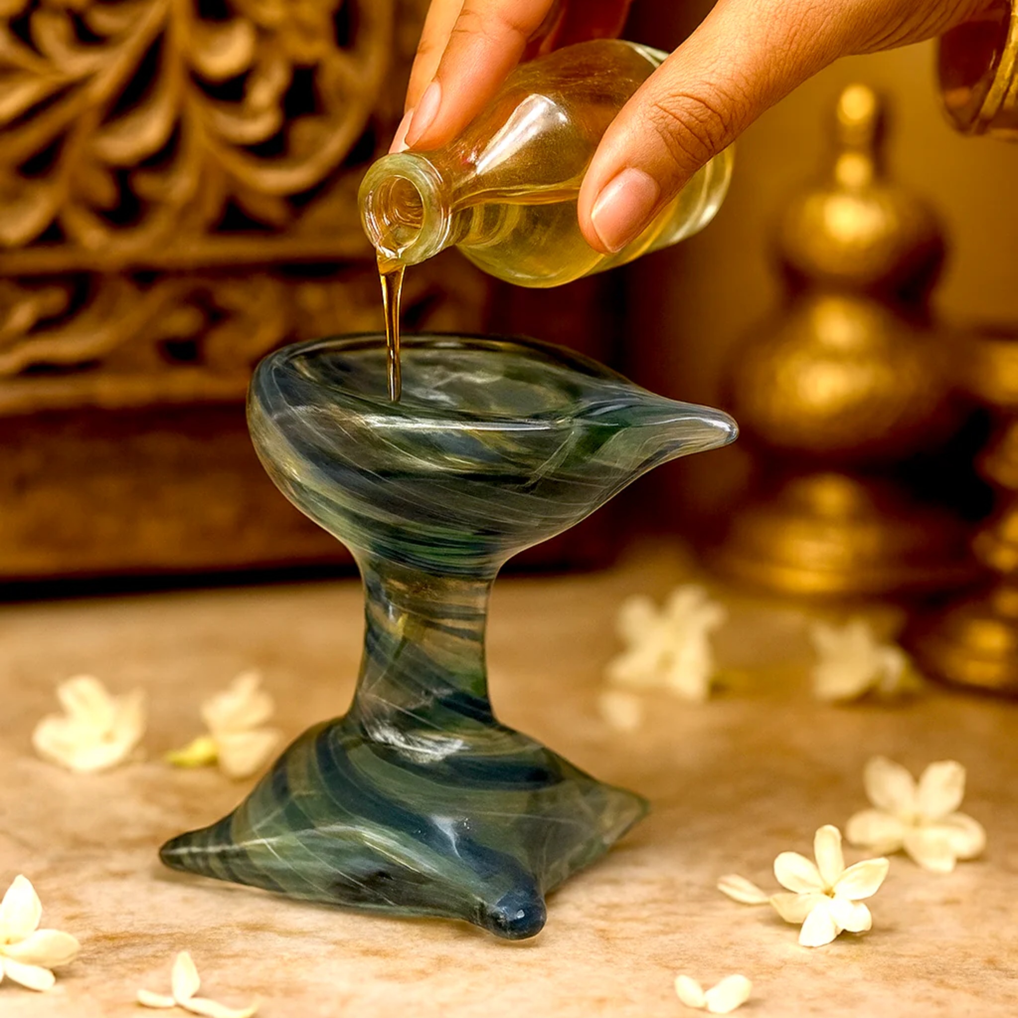 Artham Puja Diya by RUSTIC HORSE GLASS STUDIO | Tooffi